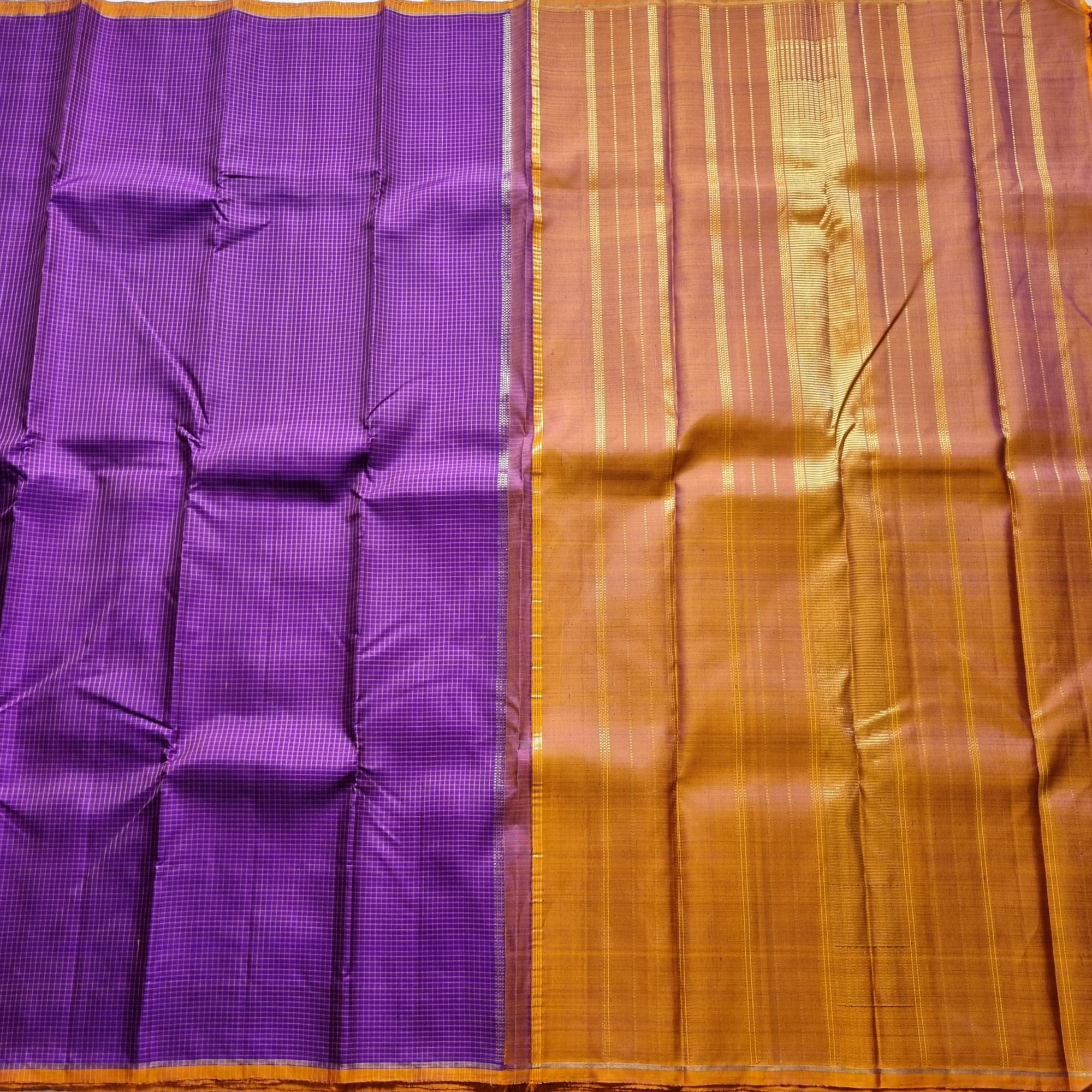 Kanjivaram Silk deep purple Kattam