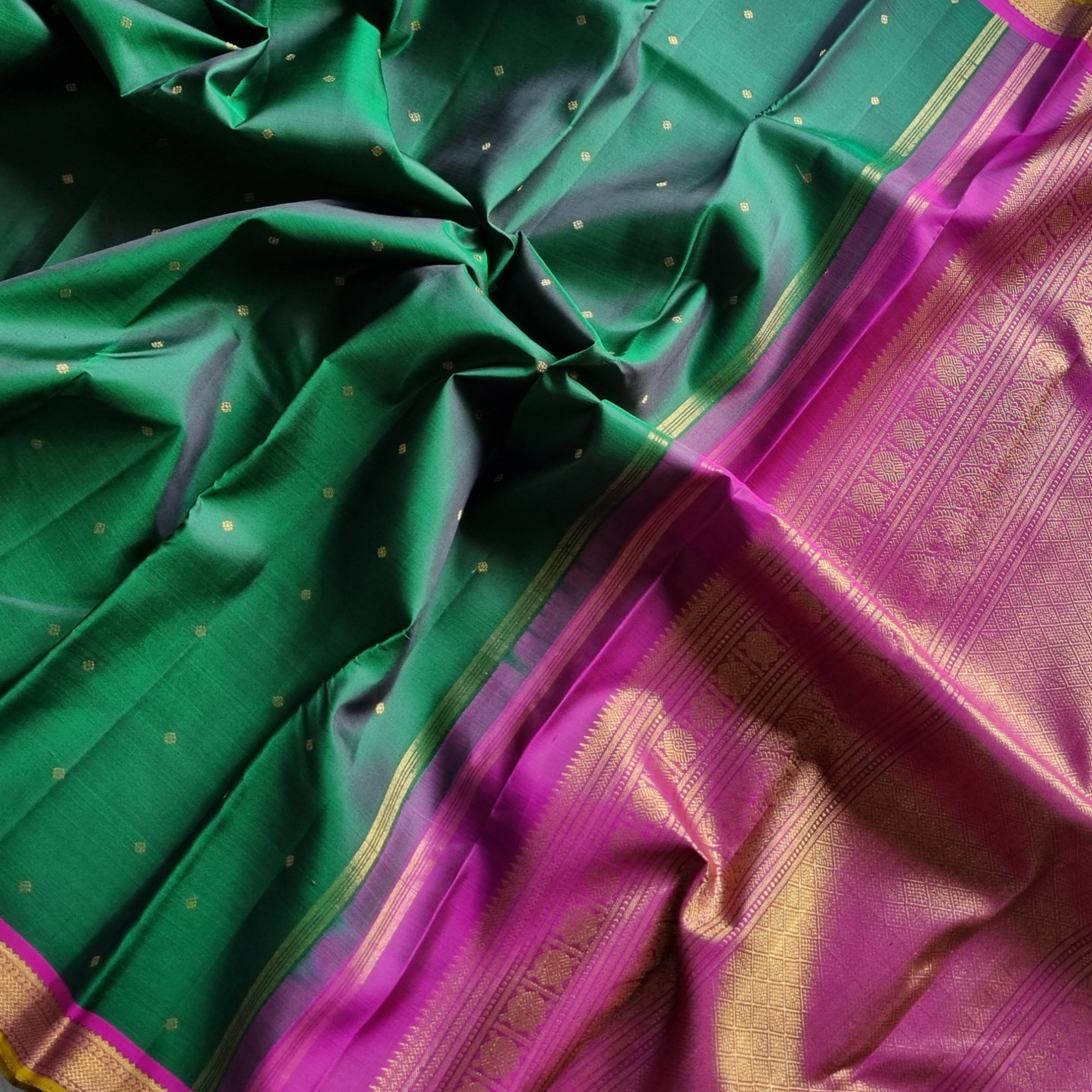 Gorgeous green Kanjivaram silk saree