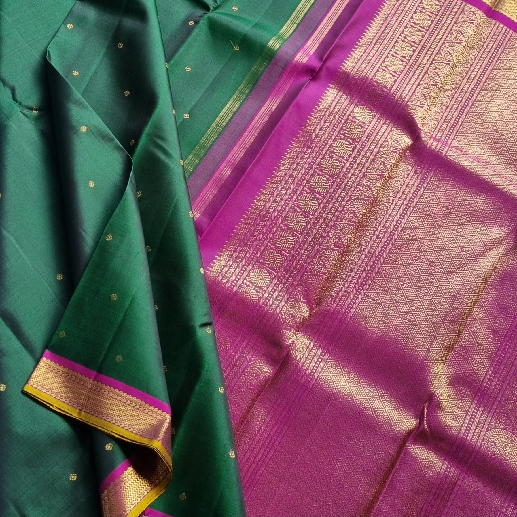 Gorgeous green Kanjivaram silk saree