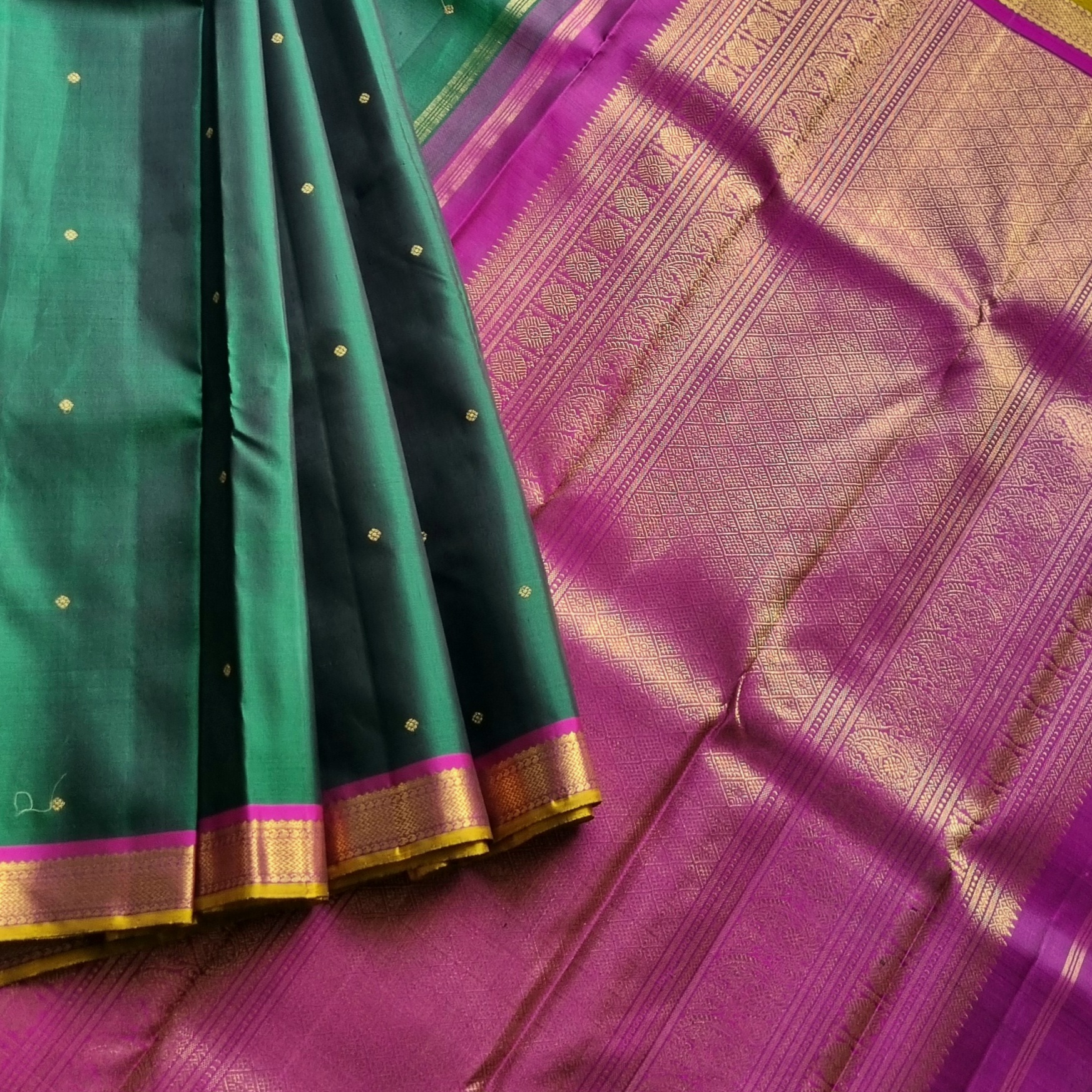 Gorgeous green Kanjivaram silk saree