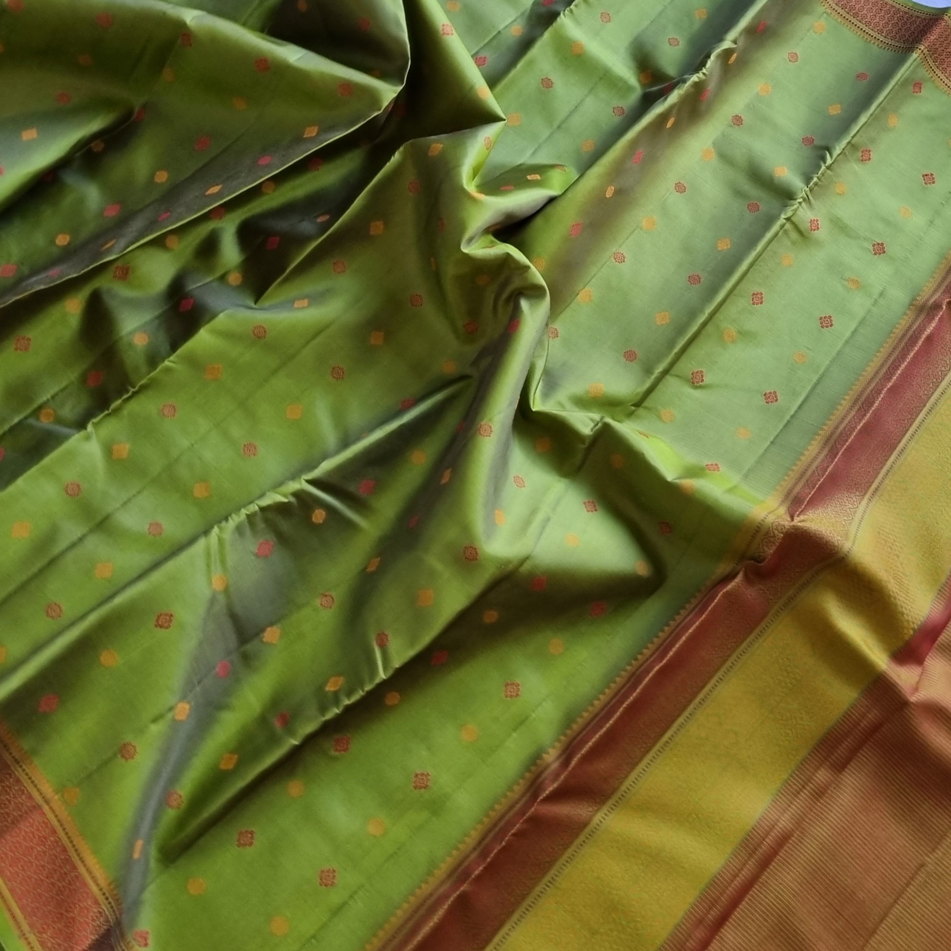 Kanjivaram Silk moss green threadwork