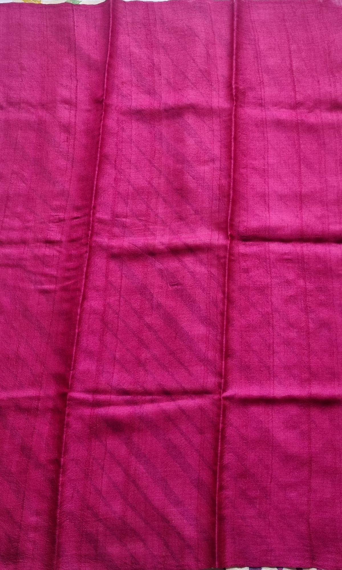 Handcrafted tasar Lehariya saree ivory with multi color