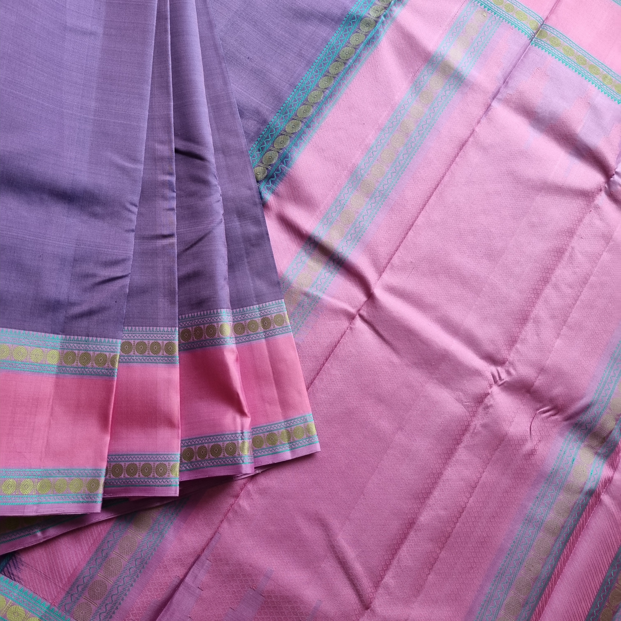 Kanjivaram Silk lavender threadwork