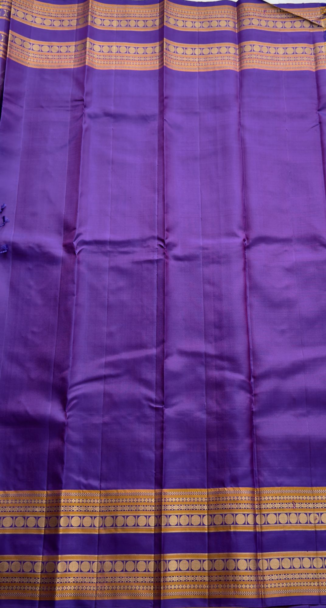 Kanjivaram Silk Yellow purple threadwork Korvai