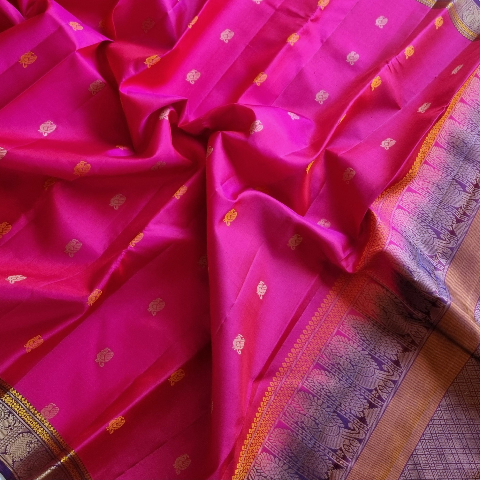 Kanjivaram Silk pretty pink threadwork