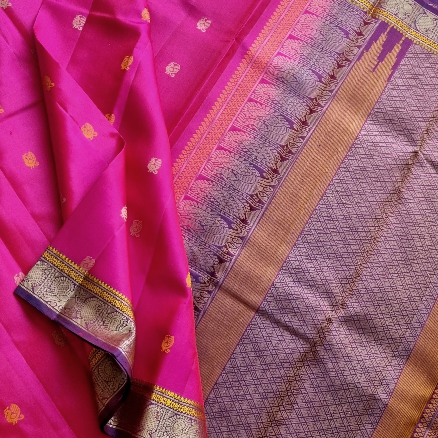 Kanjivaram Silk pretty pink threadwork