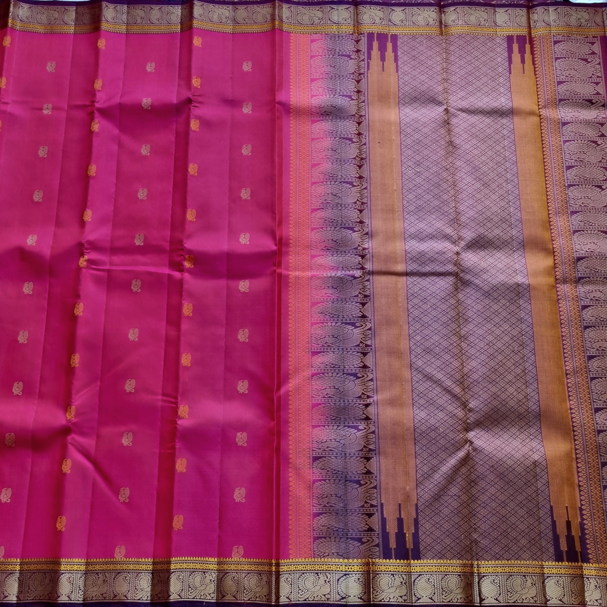 Kanjivaram Silk pretty pink threadwork