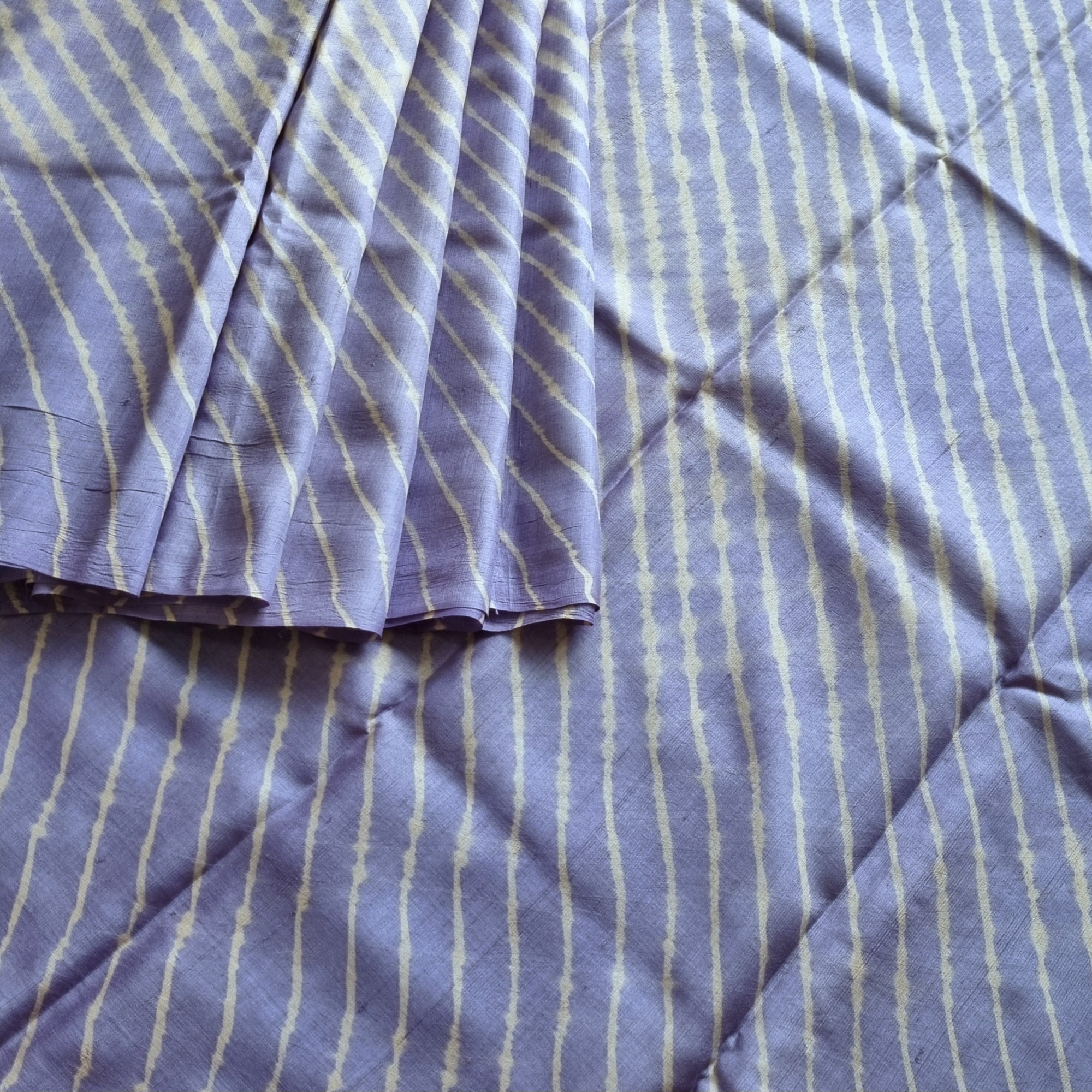 Handcrafted Lehariya on tussar periwinkle
