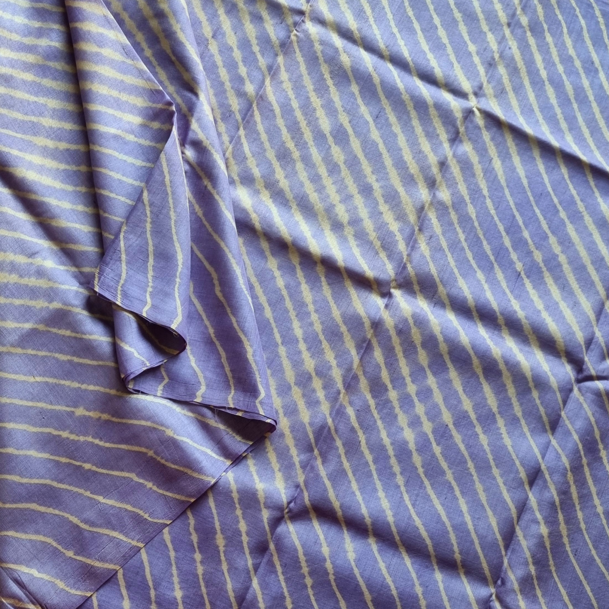 Handcrafted Lehariya on tussar periwinkle