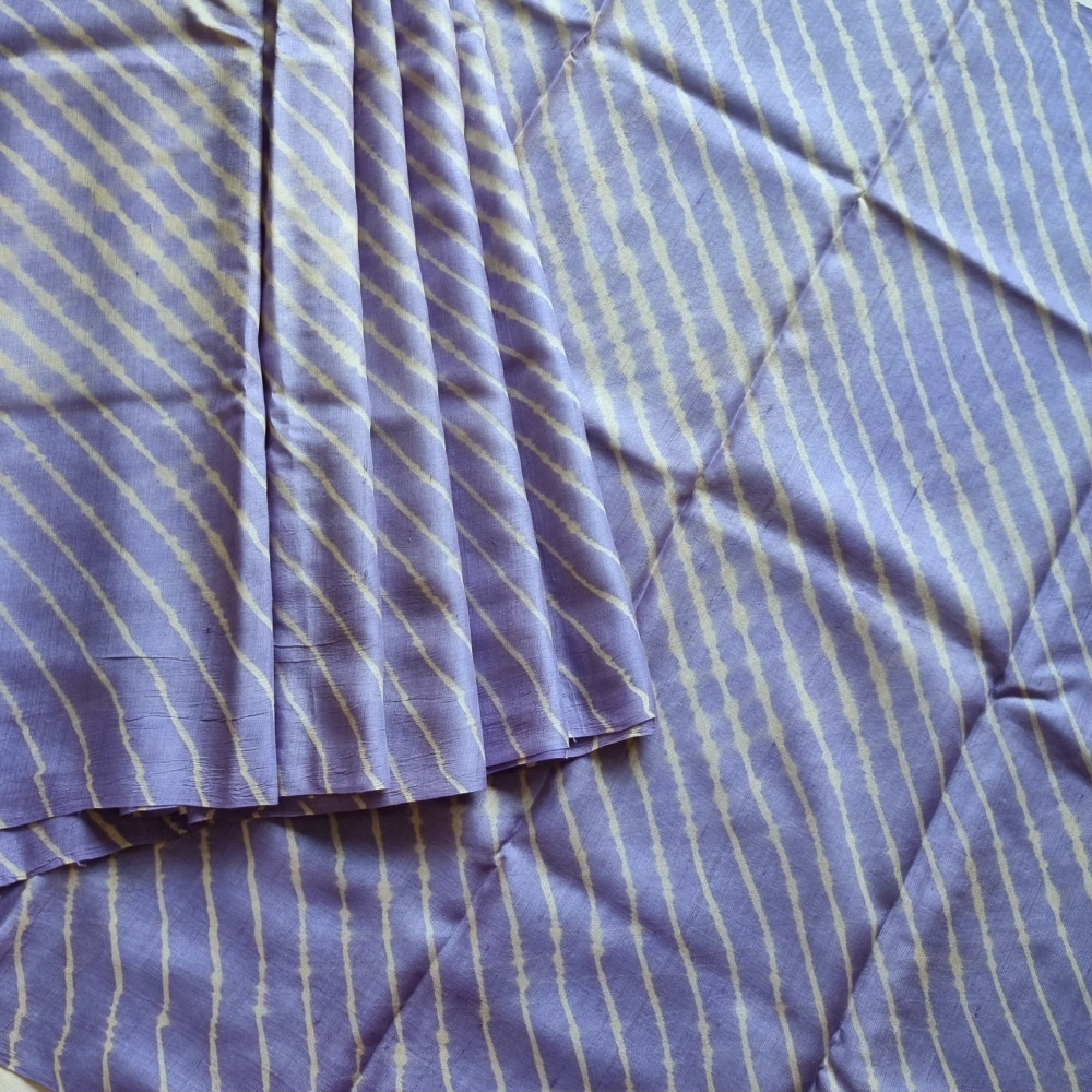 Image of Handcrafted Lehariya on tussar periwinkle