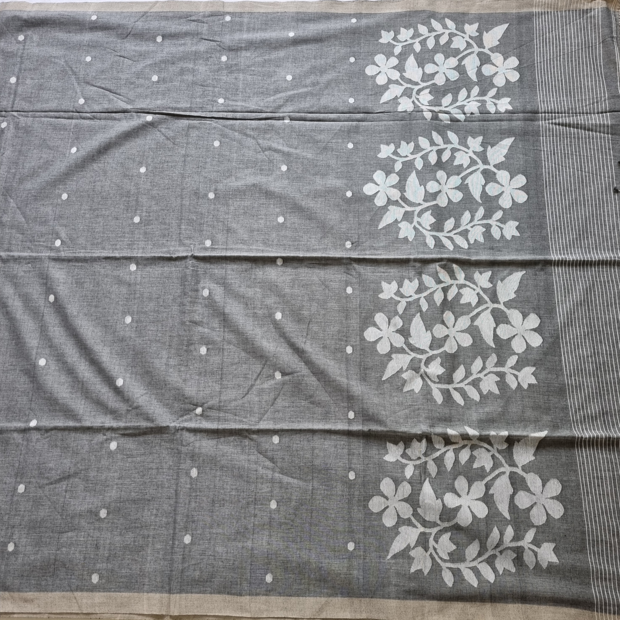 Soft cotton Jamdani grey