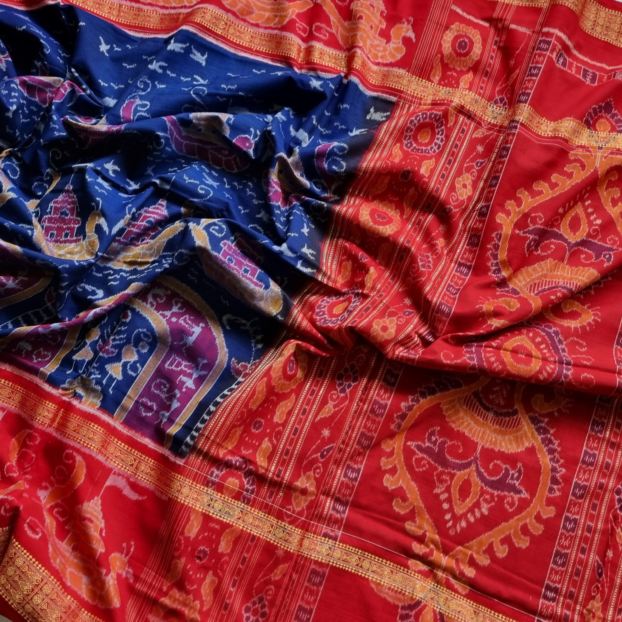 Cotton Ikat Blue intricate Sambalpuri