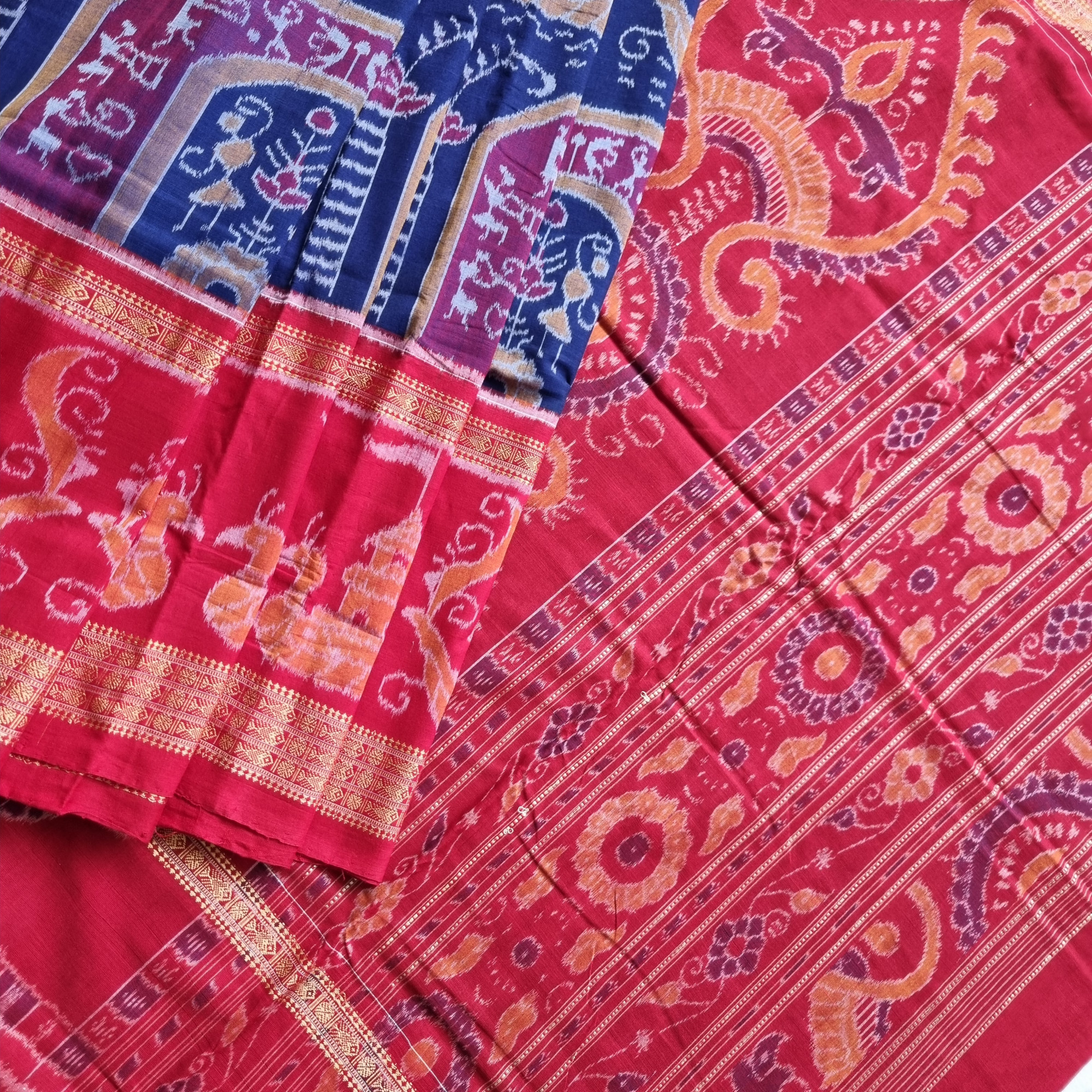 Cotton Ikat Blue intricate Sambalpuri