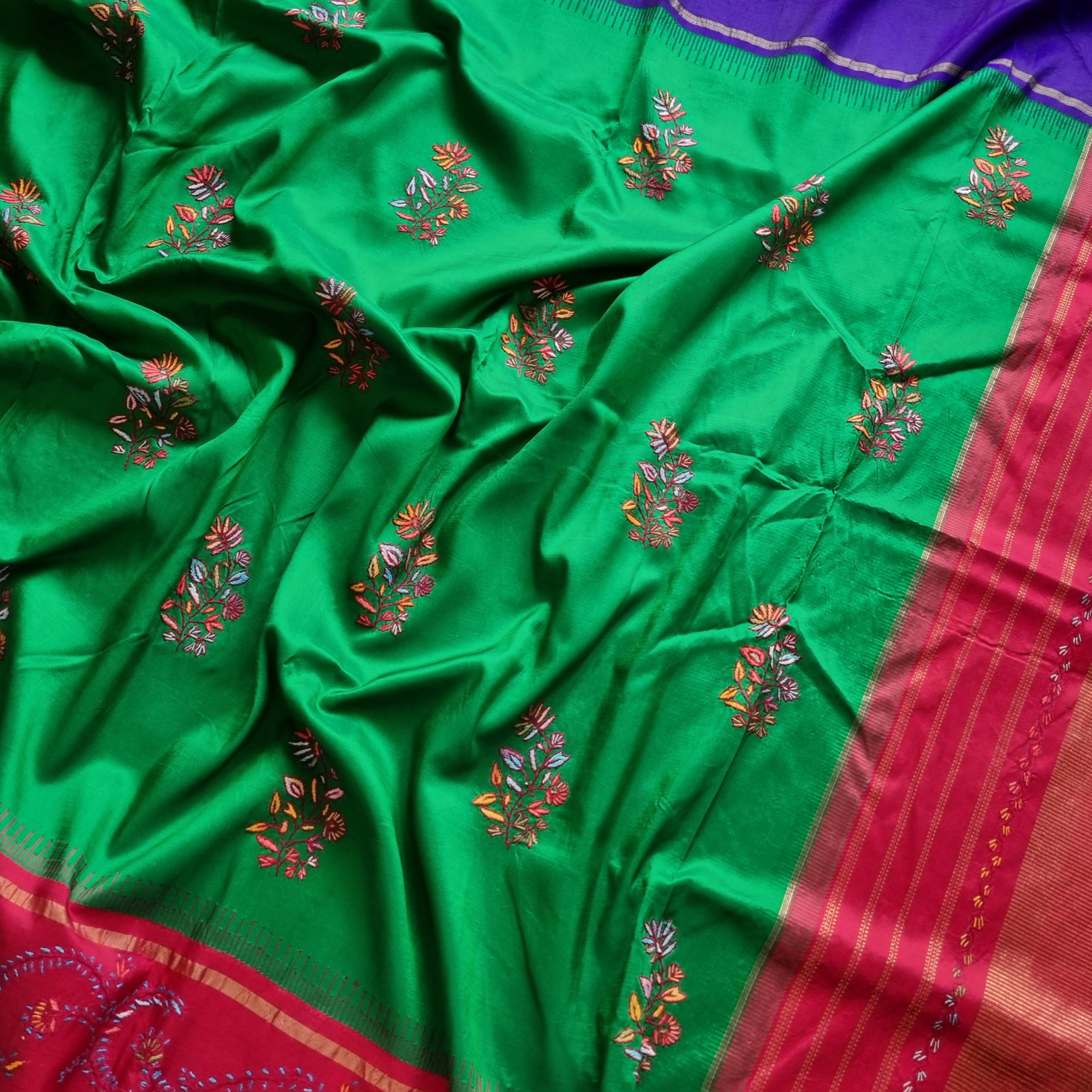 Uttar Dakshin - Kashmiri Sozni papier mache X  Kanjivaram