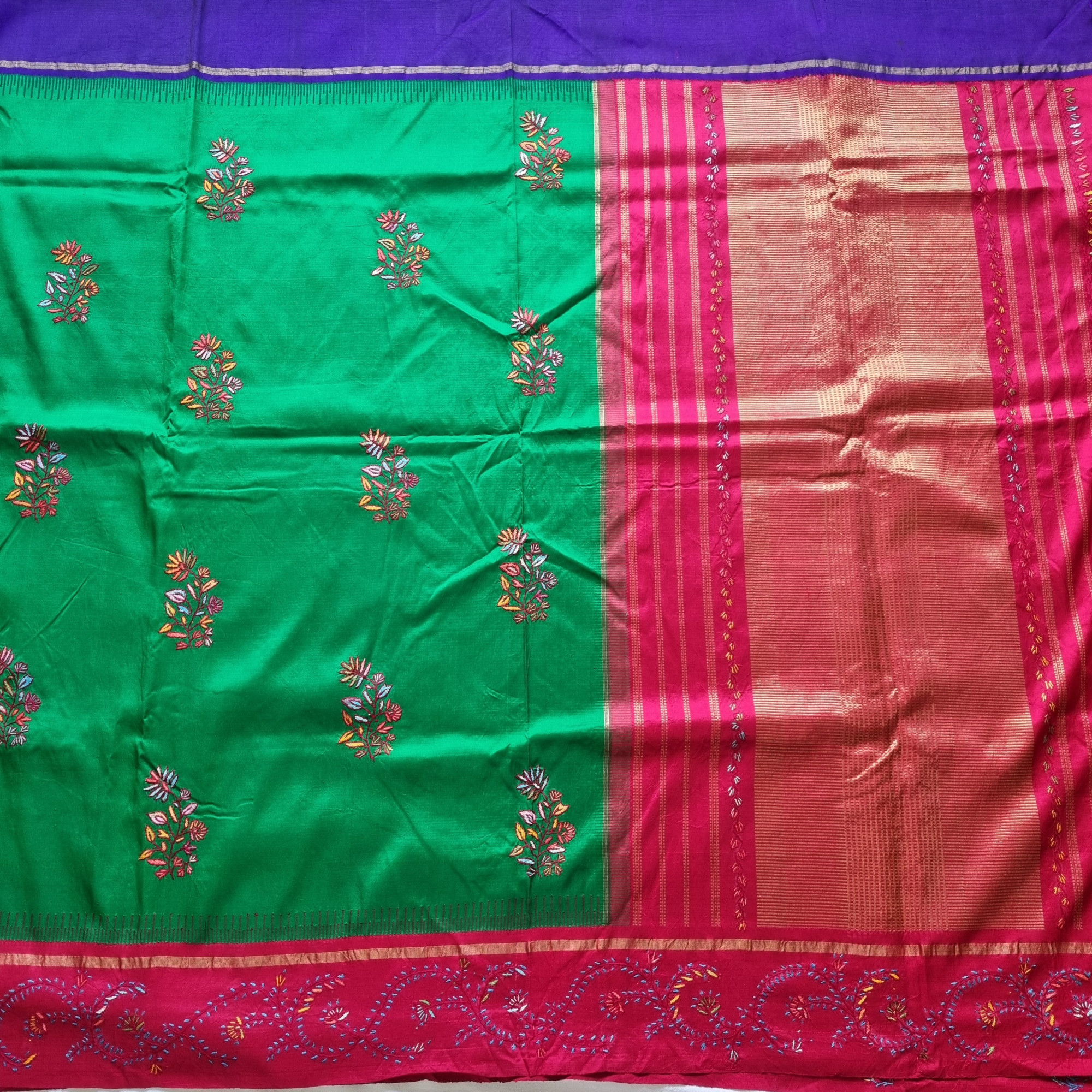 Uttar Dakshin - Kashmiri Sozni papier mache X  Kanjivaram
