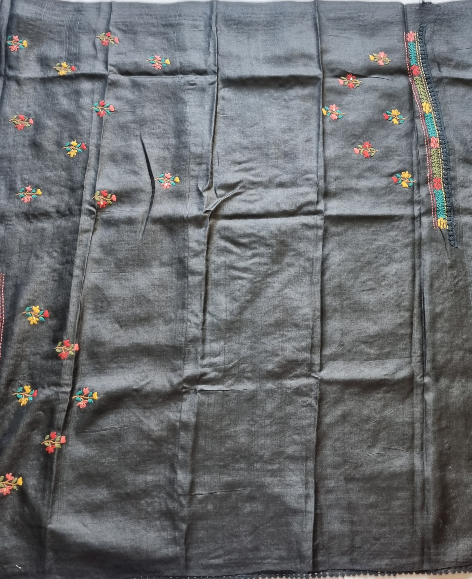 Black Beauty - Tussar with Bullion embroidery
