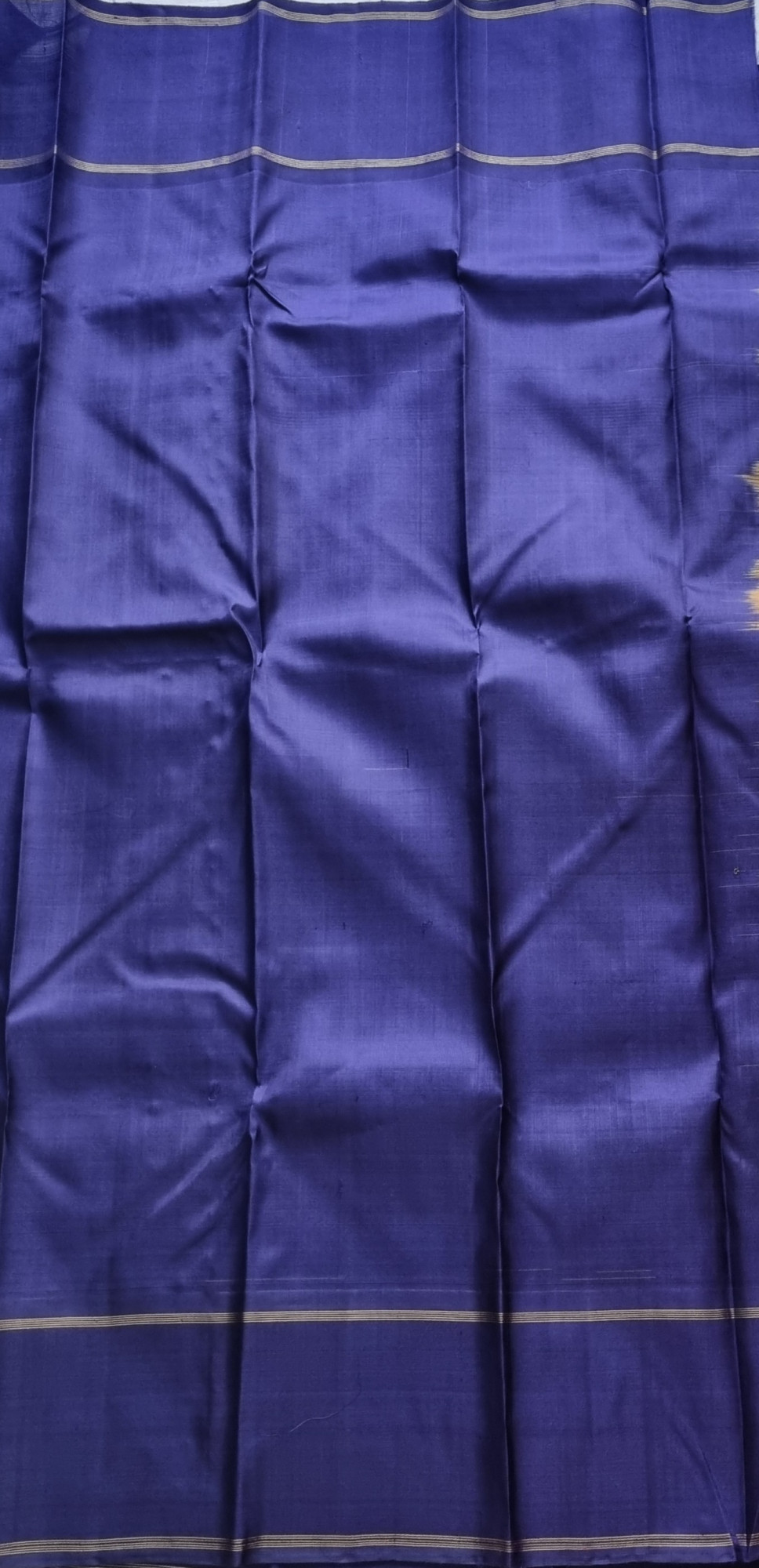 Kanjivaram Silk Beautiful mustard yellow and blue Kai Korvai