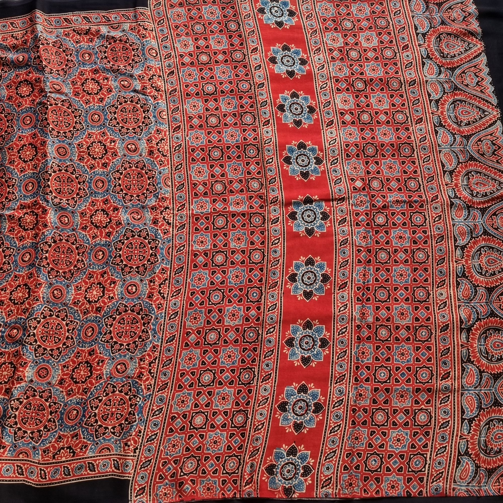 Handcrafted Ajrakh on modal silk