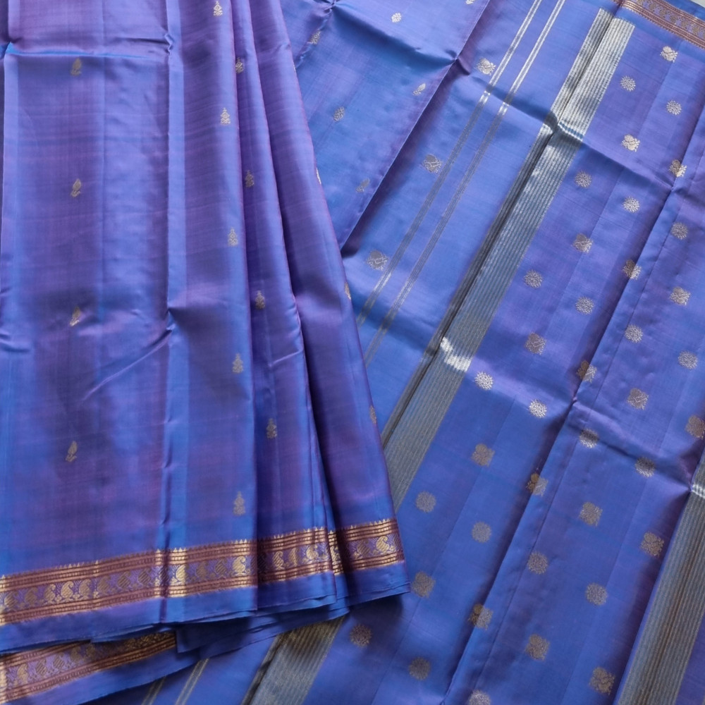 Image of Kanjivaram Silk fresh shot blue