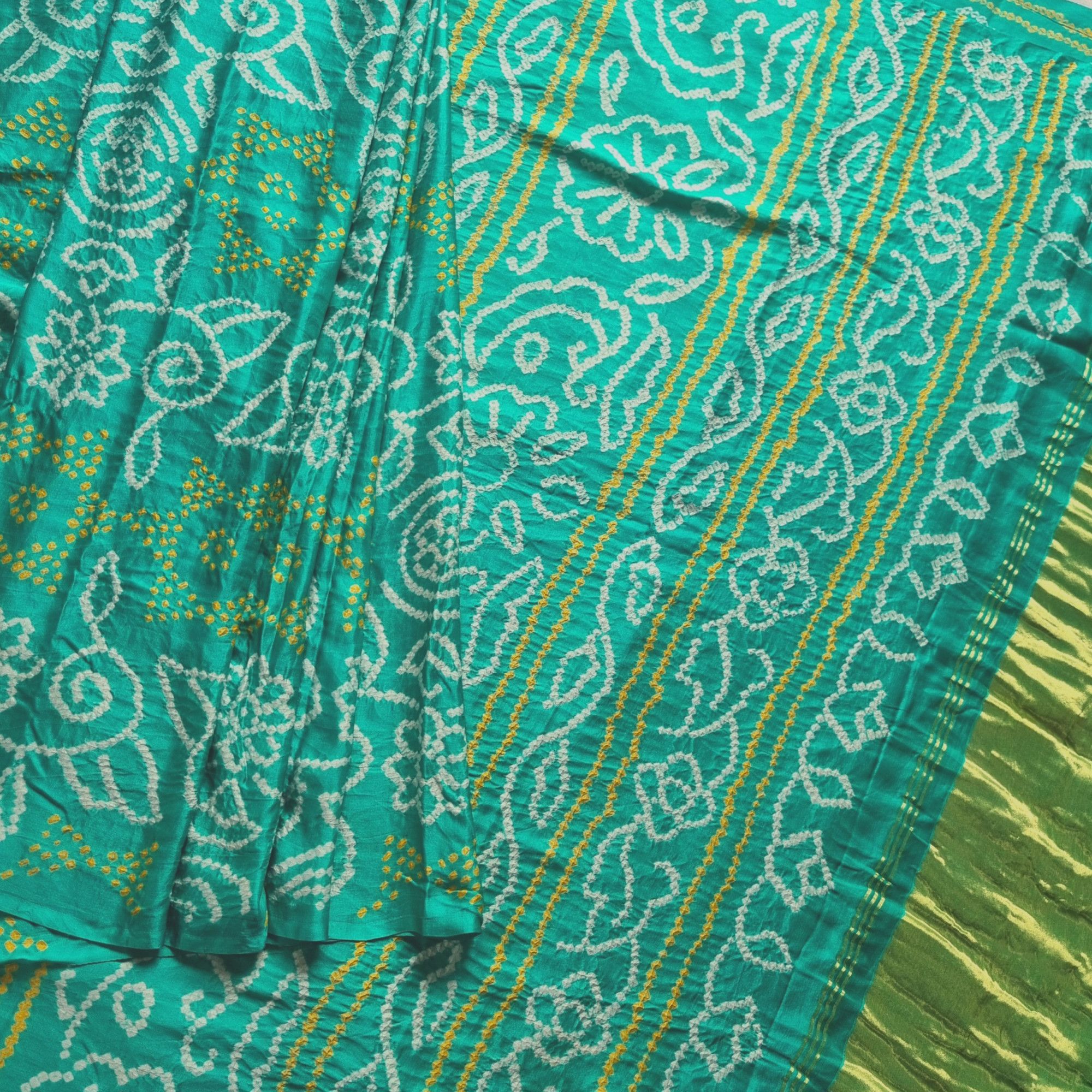 Handcrafted Bandhani Gajji silk sea green