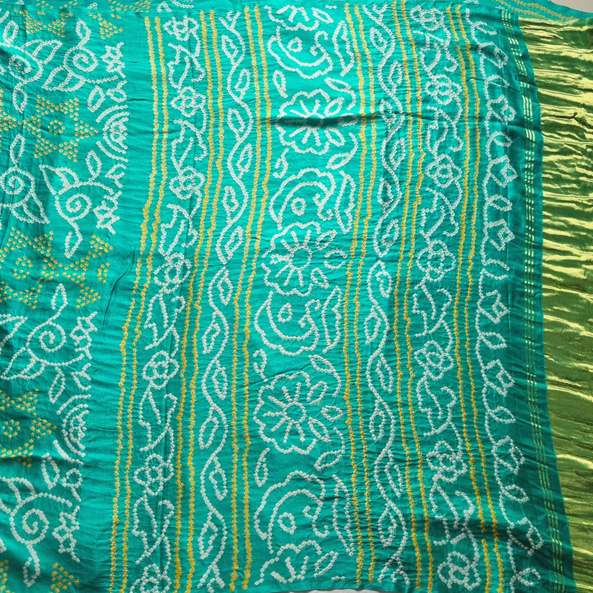 Handcrafted Bandhani Gajji silk sea green