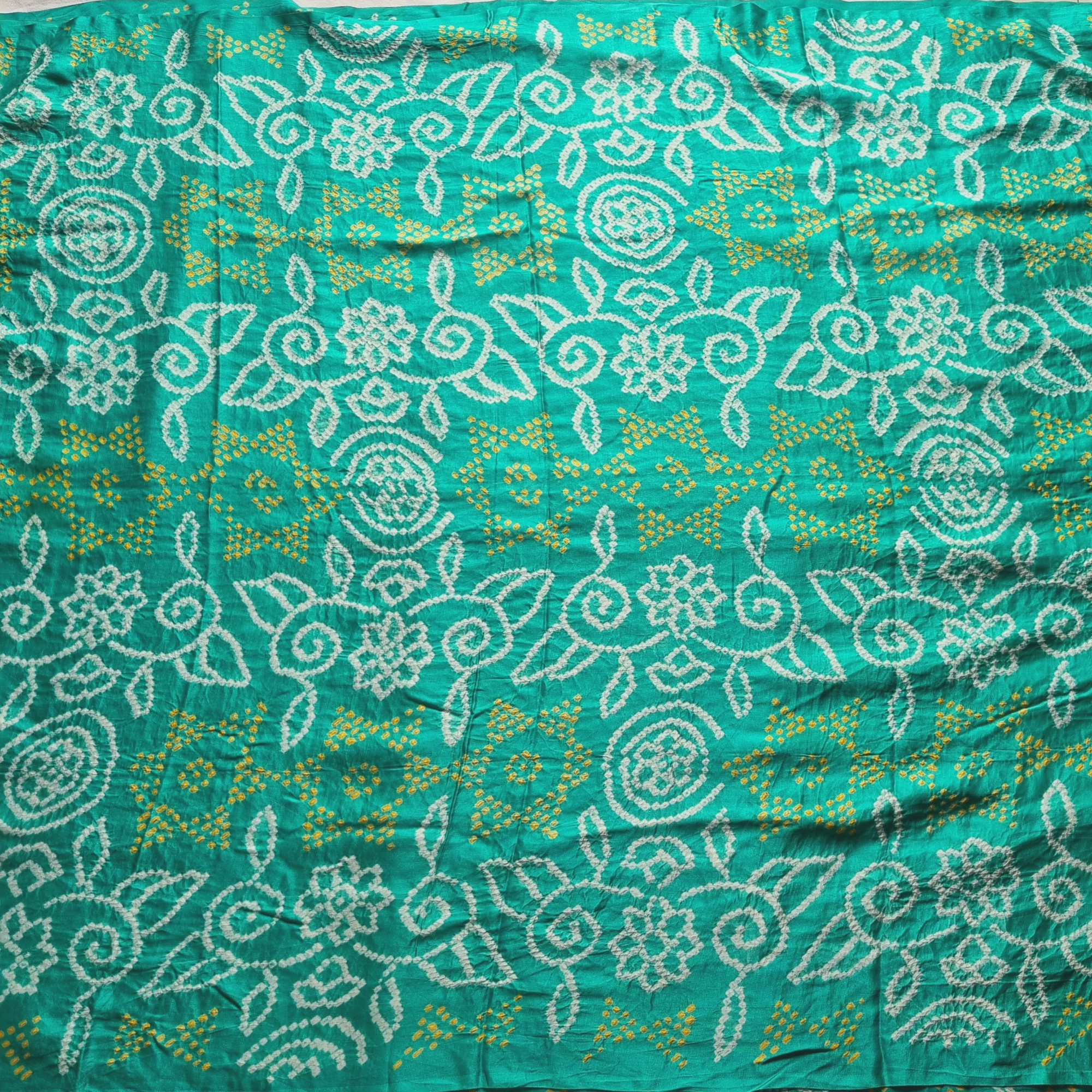 Handcrafted Bandhani Gajji silk sea green