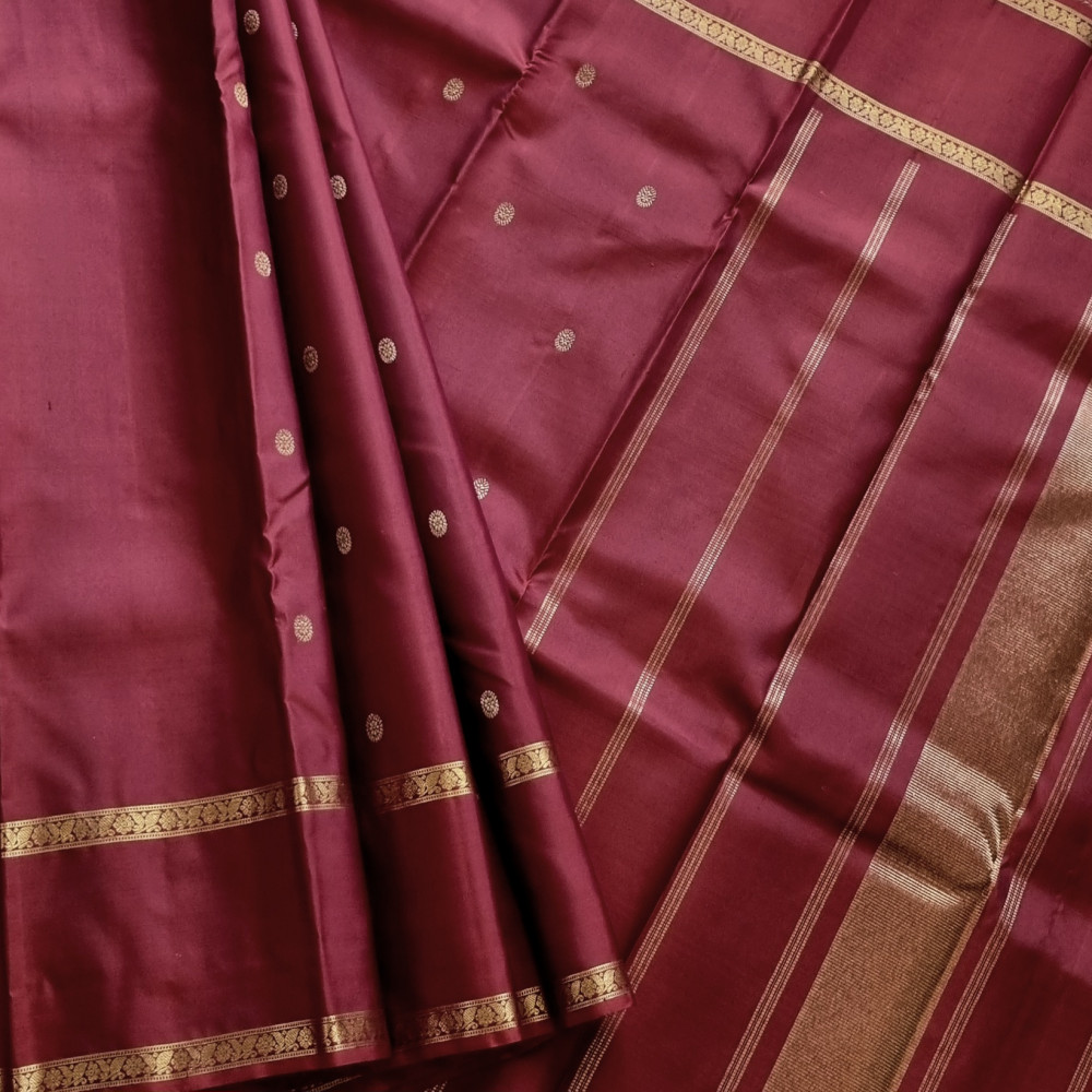 Image of Kanjivaram Silk rare deep terracotta maroon