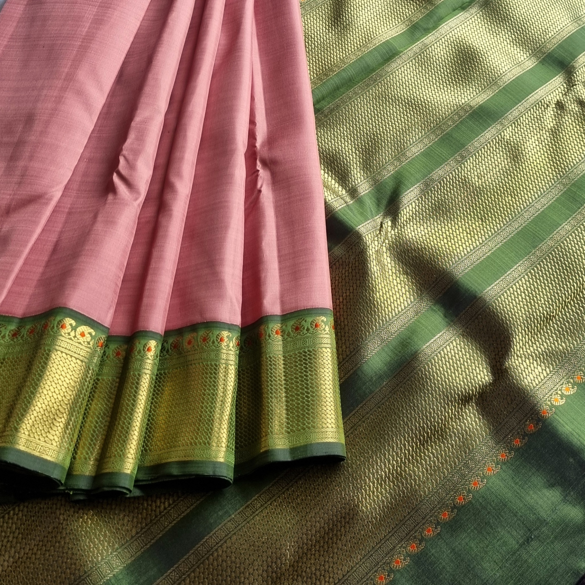 Sakuntala - Vintage Revival Geva Korvai Kanjivaram with zari Adai and Meenakari