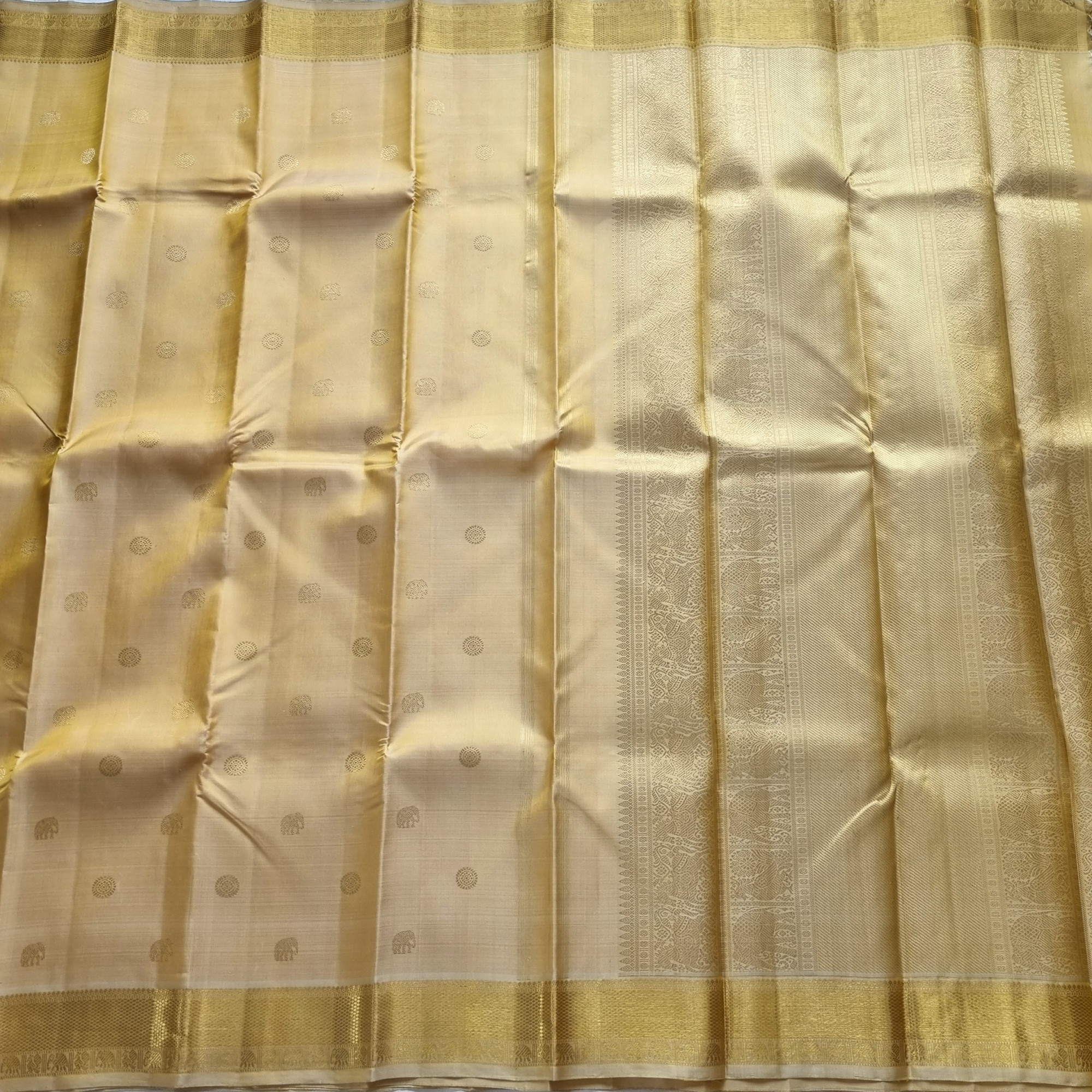 Kanjivaram Silk golden  with buttas