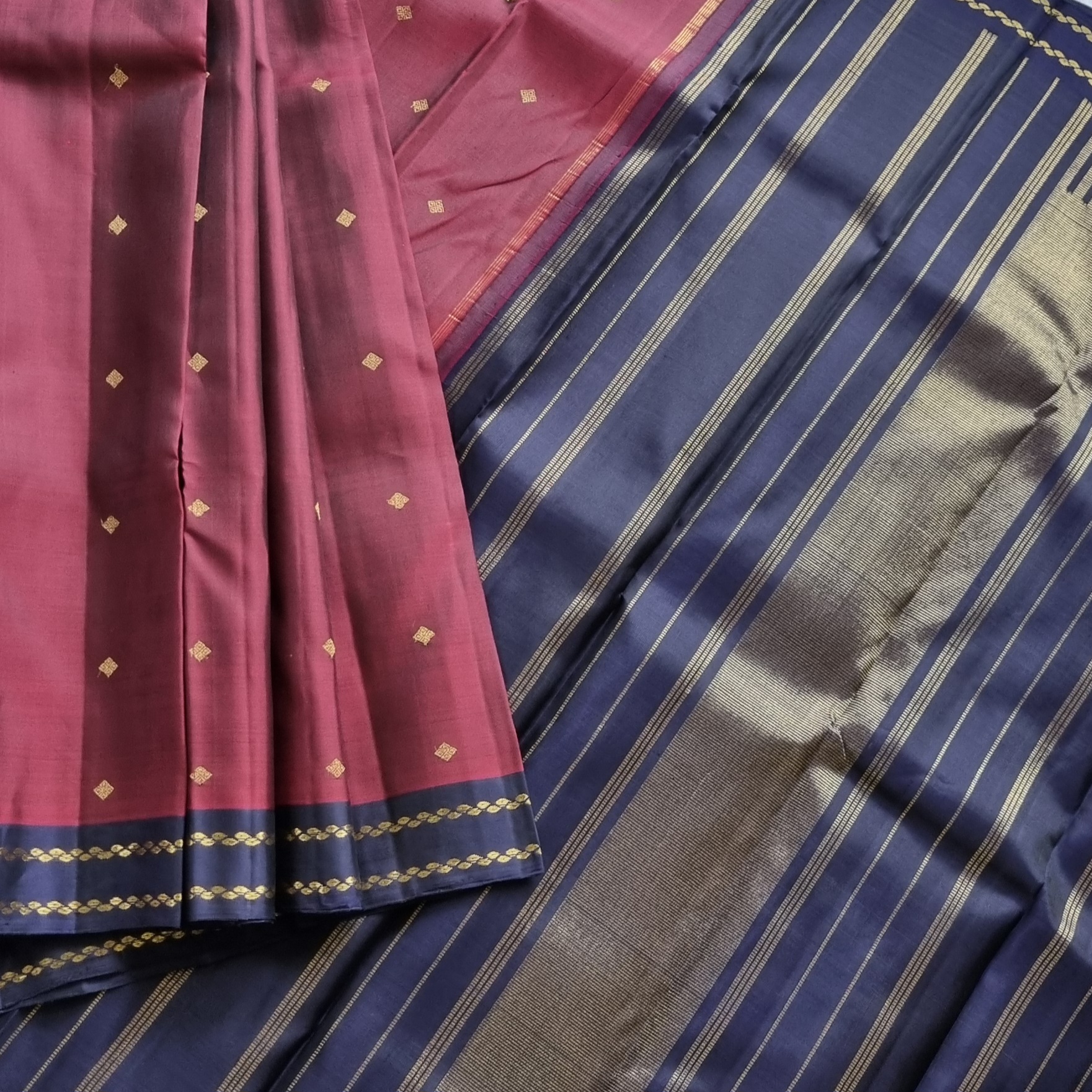 Kanjivaram Silk ennai arakku and blue