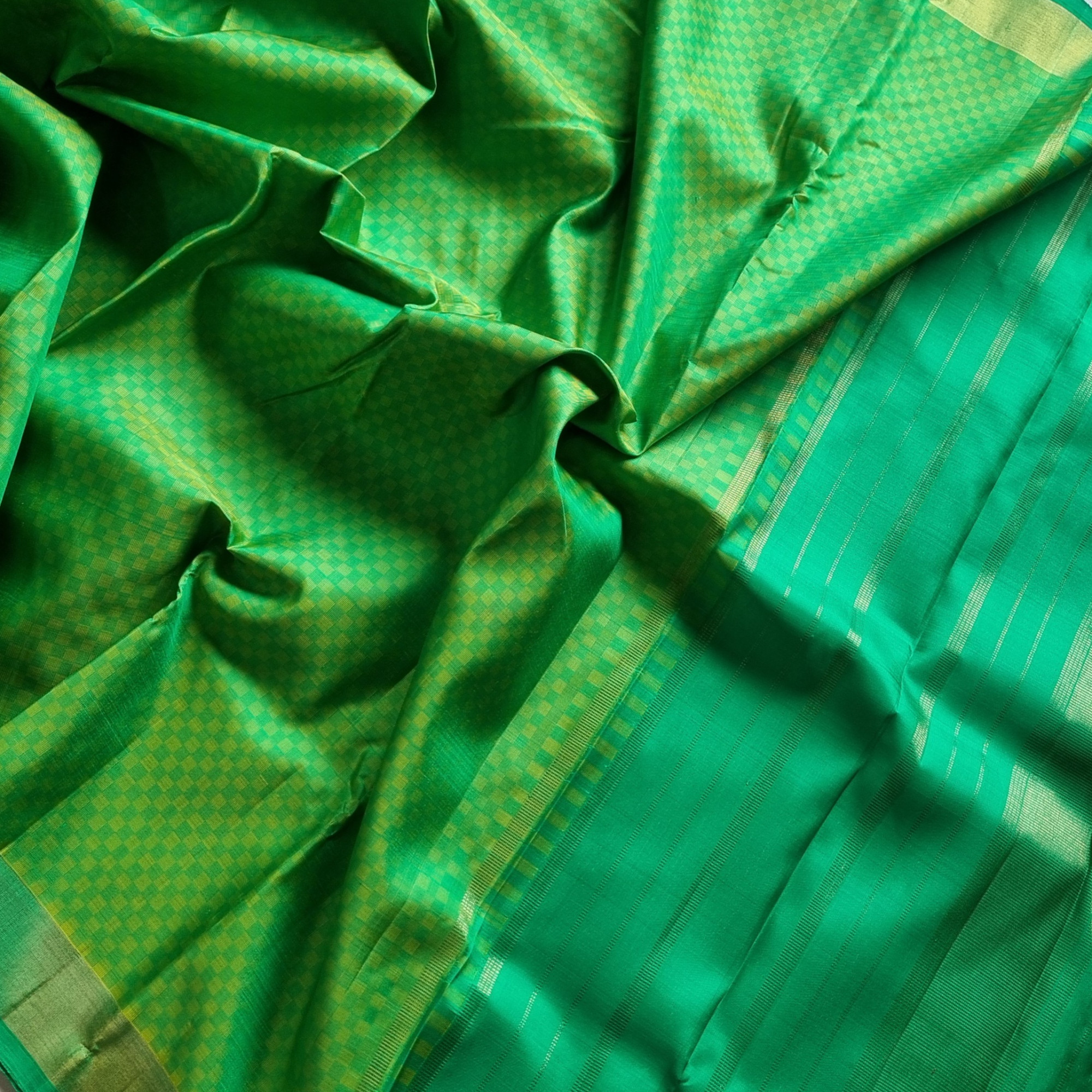 Kanjivaram Silk paimadi shades of green