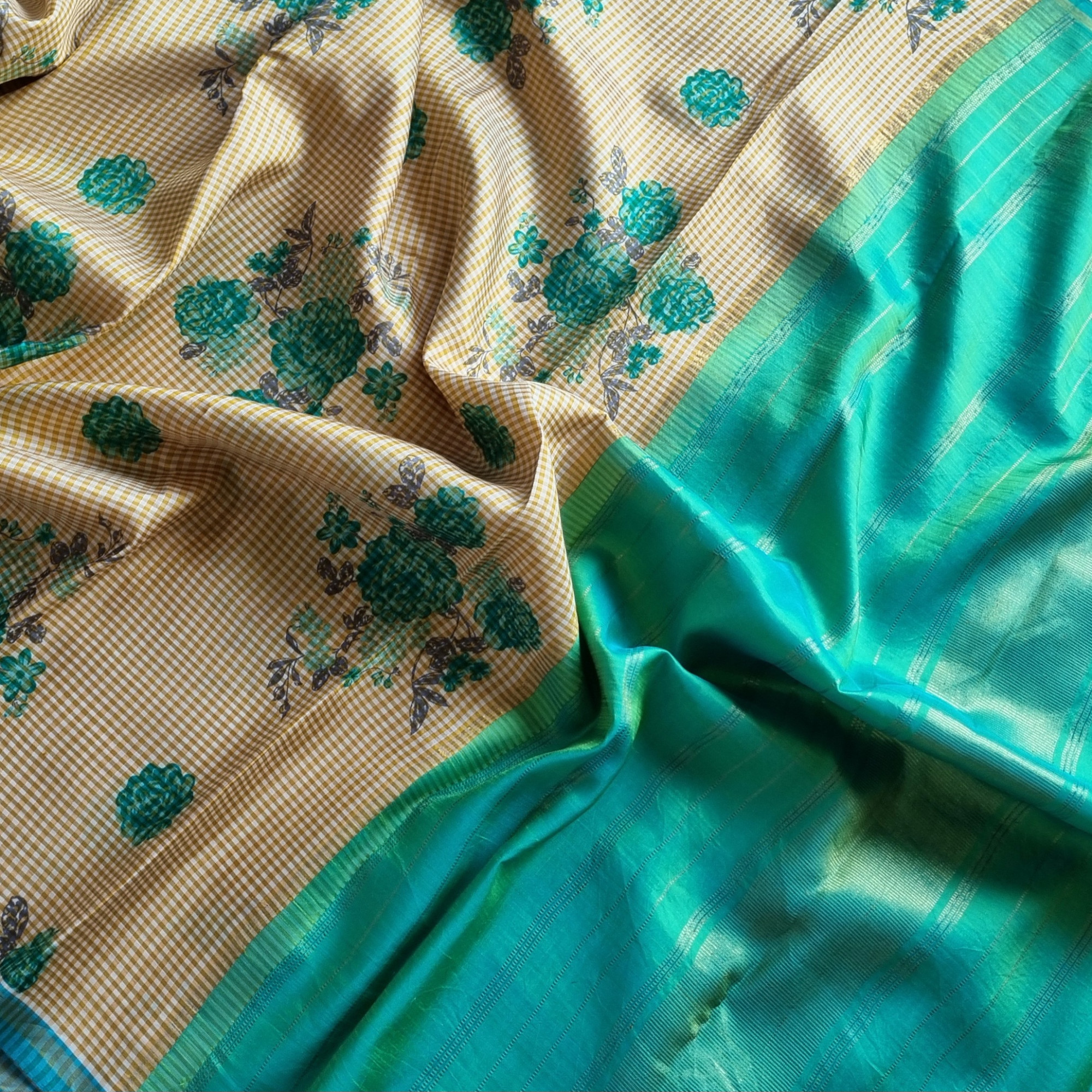 Blockprint X Kanjivaram Silk podi kattam