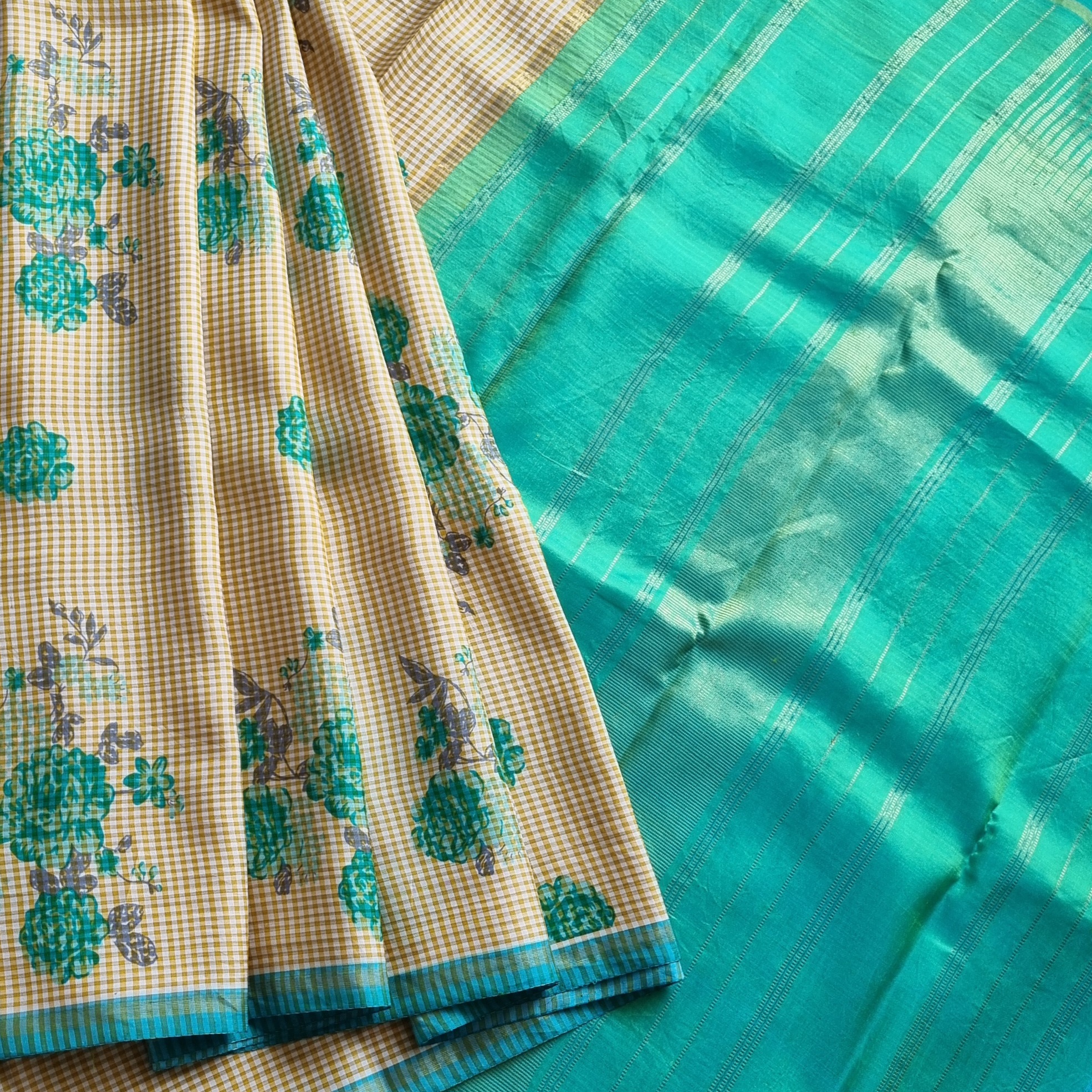Blockprint X Kanjivaram Silk podi kattam
