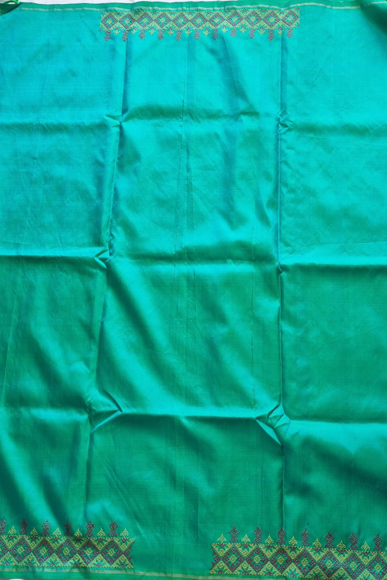 Kasuti X Kanjivaram silk shot sea green