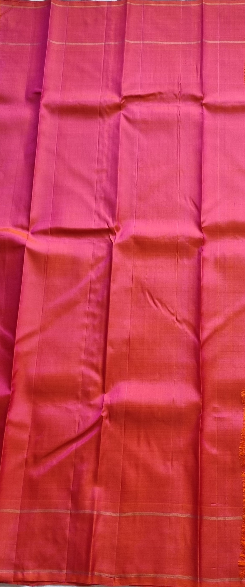 Kanjivaram Silk light pink and shot orange rose