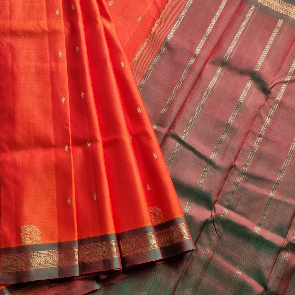 Image of Kanjivaram Silk festive Orange