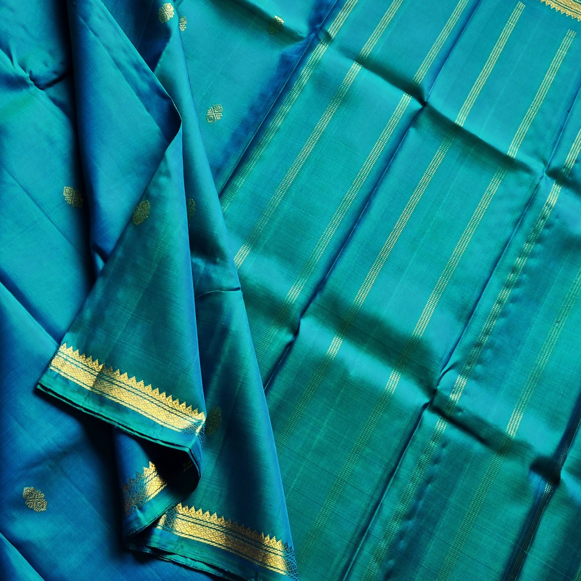 Kanjivaram Silk peacock blue