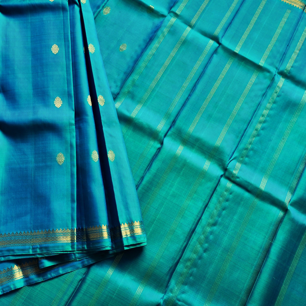 Image of Kanjivaram Silk peacock blue
