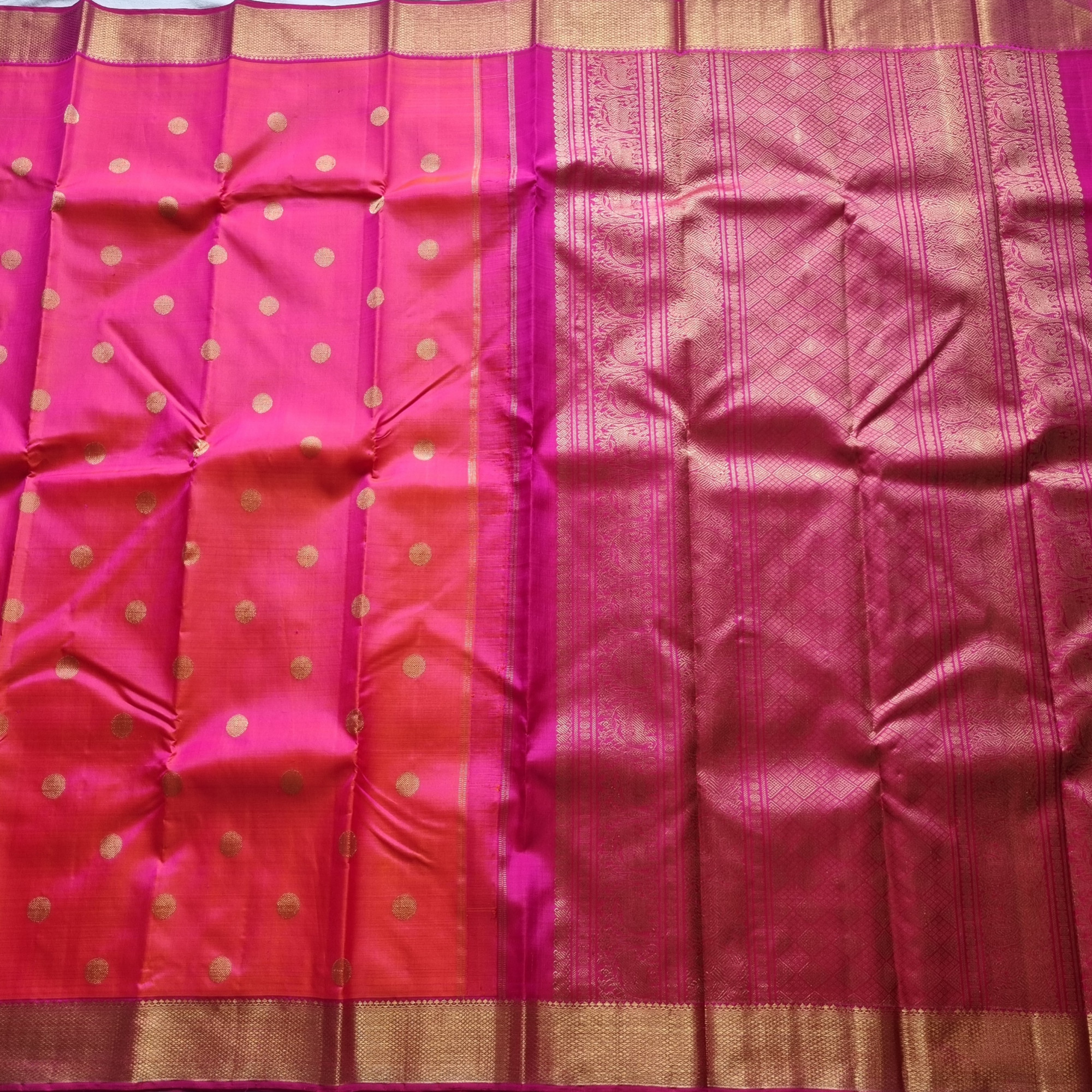 Kanjivaram Silk shot orange rose