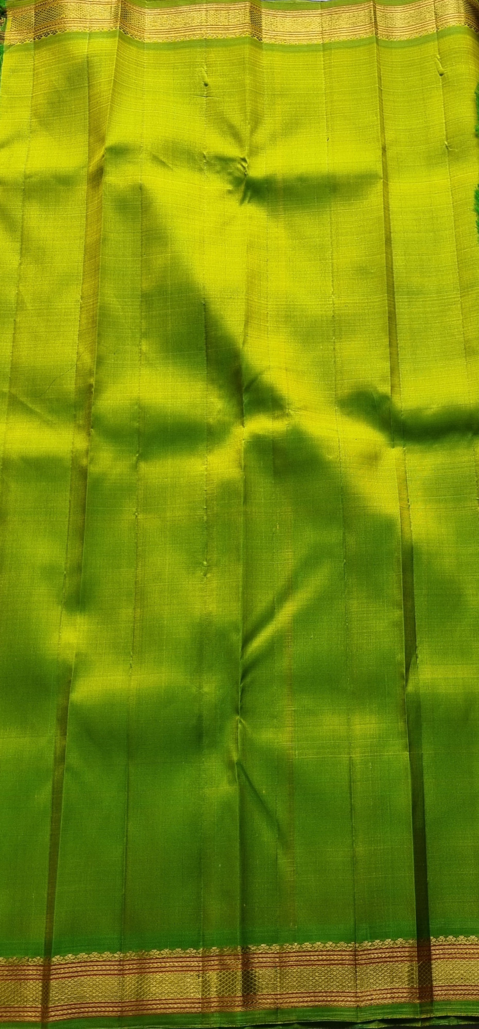 Kanjivaram Silk Classic Kattam yellow and green