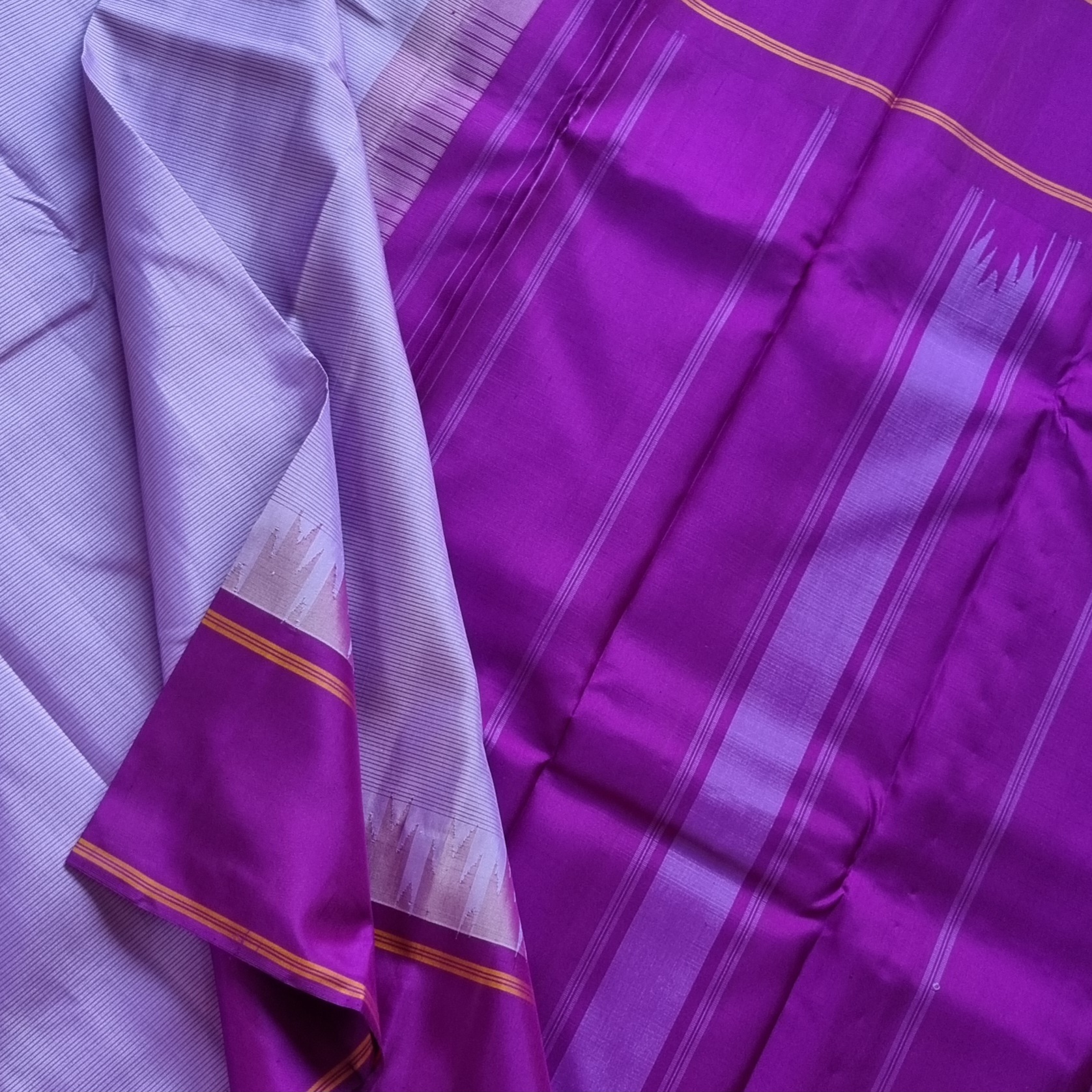Kanjivaram Silk Korvai stripes