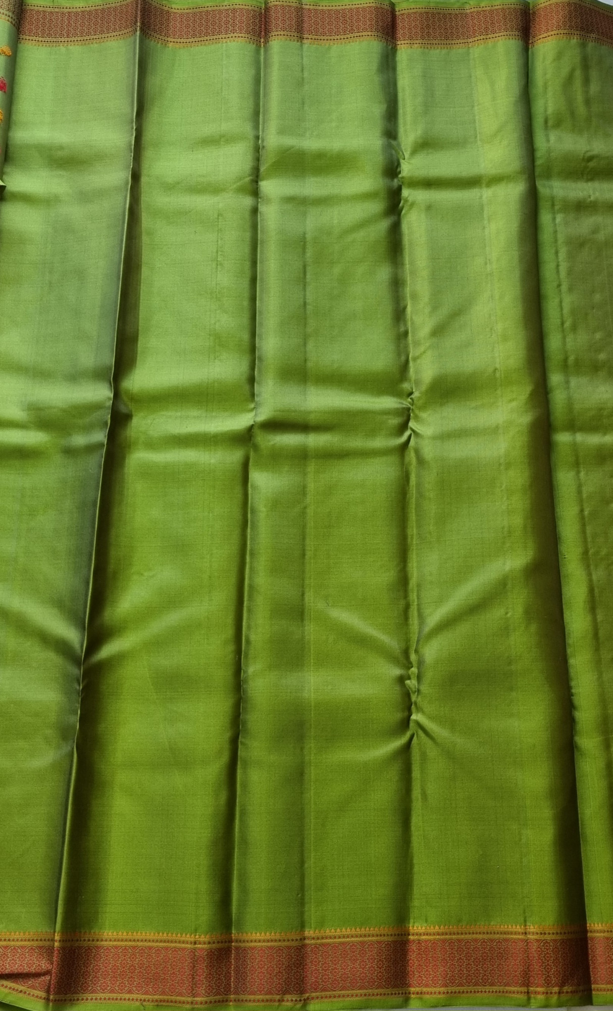 Kanjivaram Silk moss green threadwork
