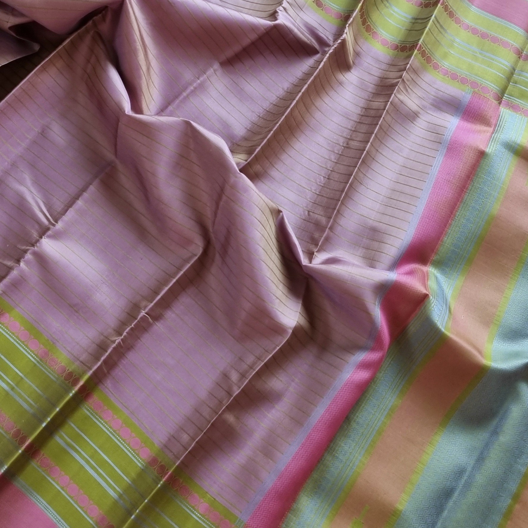 Kanjivaram Silk pastel threadwork