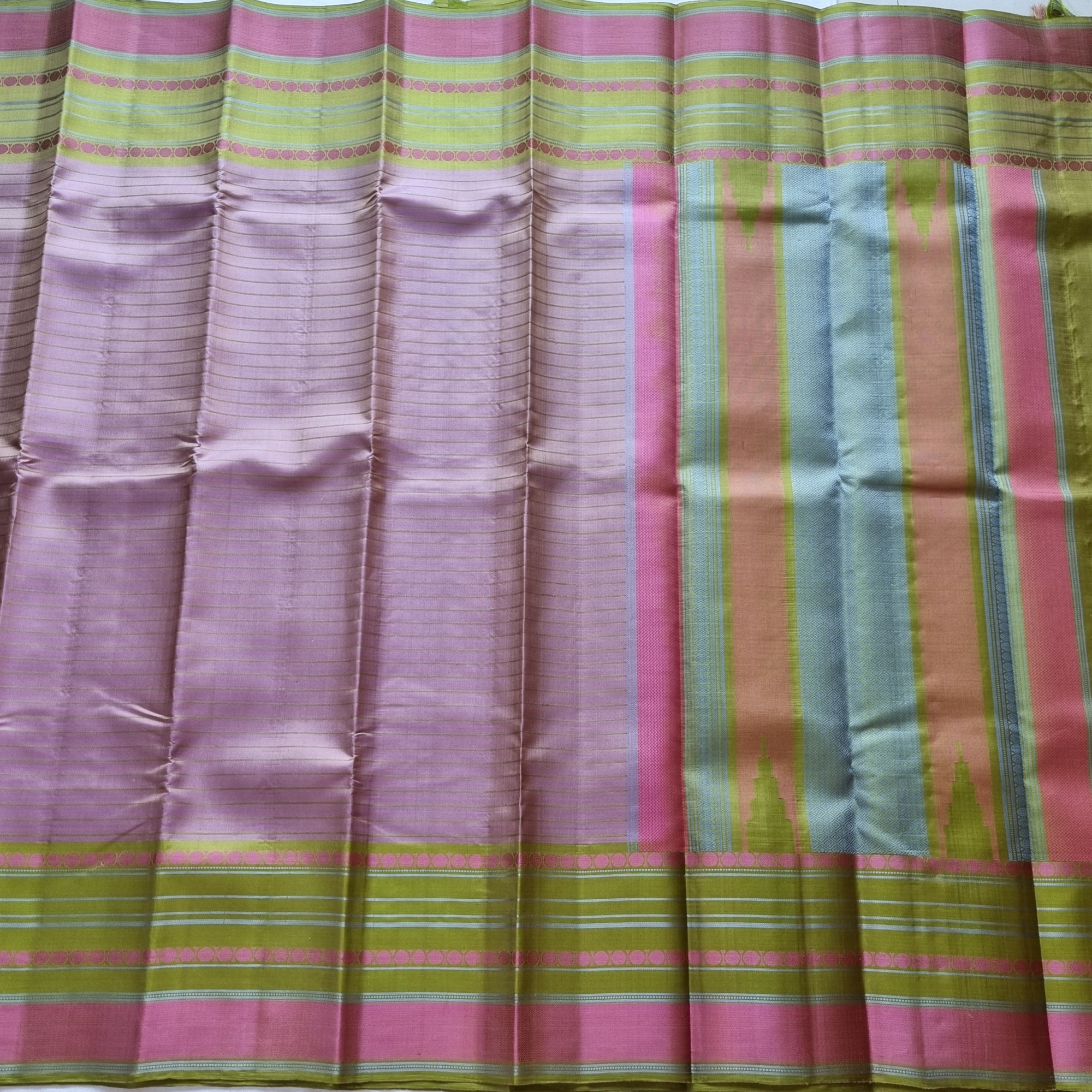 Kanjivaram Silk pastel threadwork