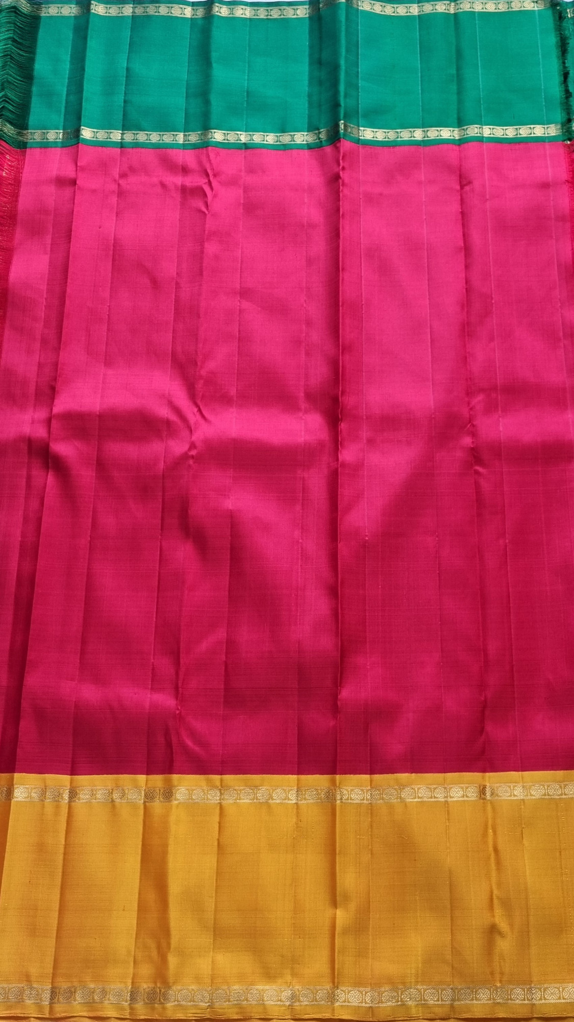 Kanjivaram Silk  festive red with Korvai Ganga Jamuna borders
