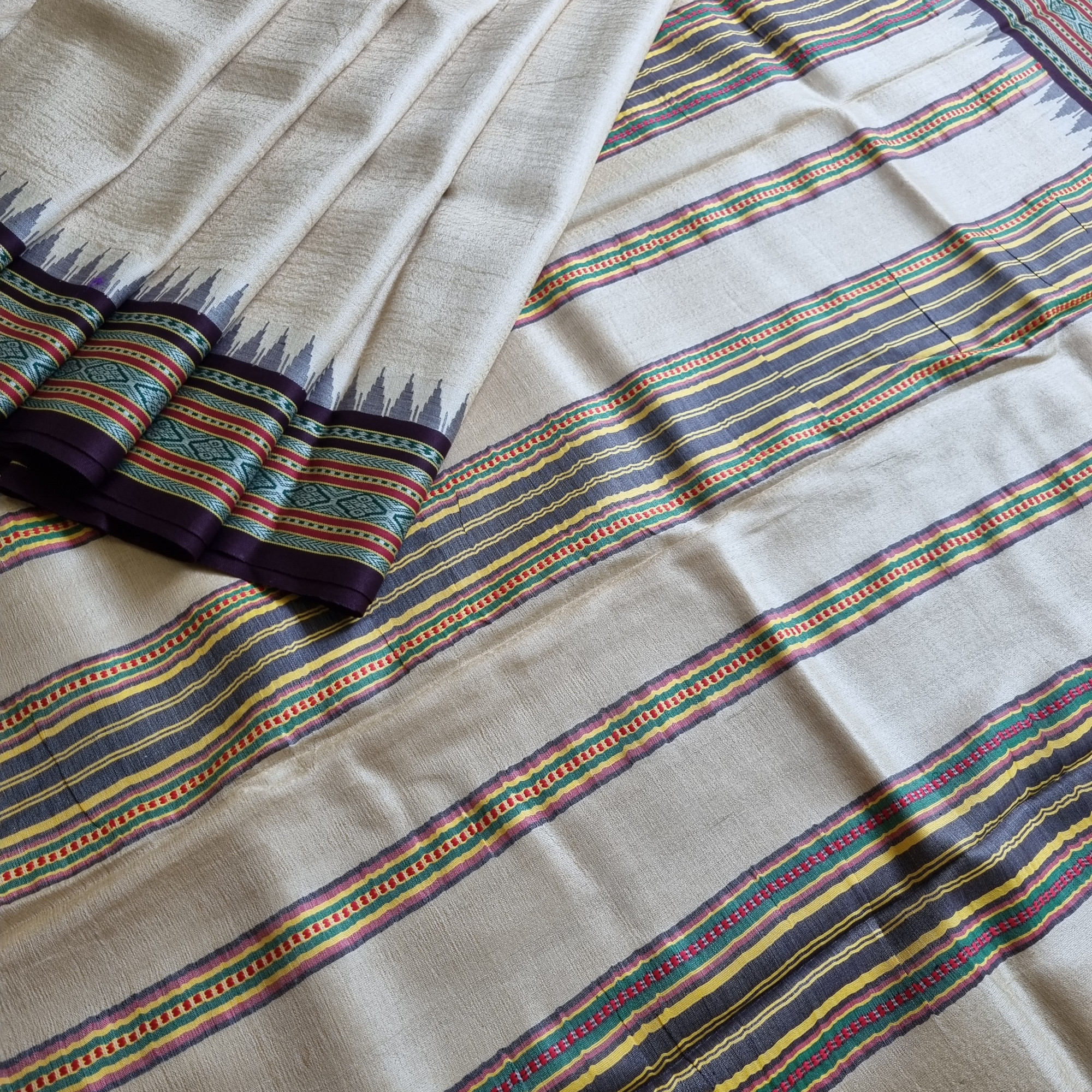 Vidarbha tasar Karvati kinar deep brown
