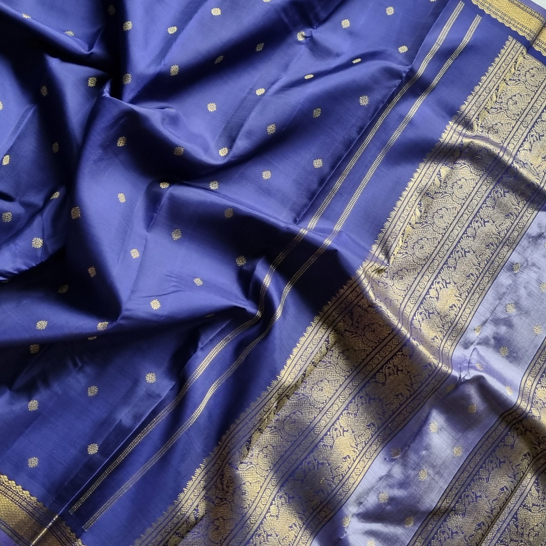 Kanjivaram Silk vintage navy blue