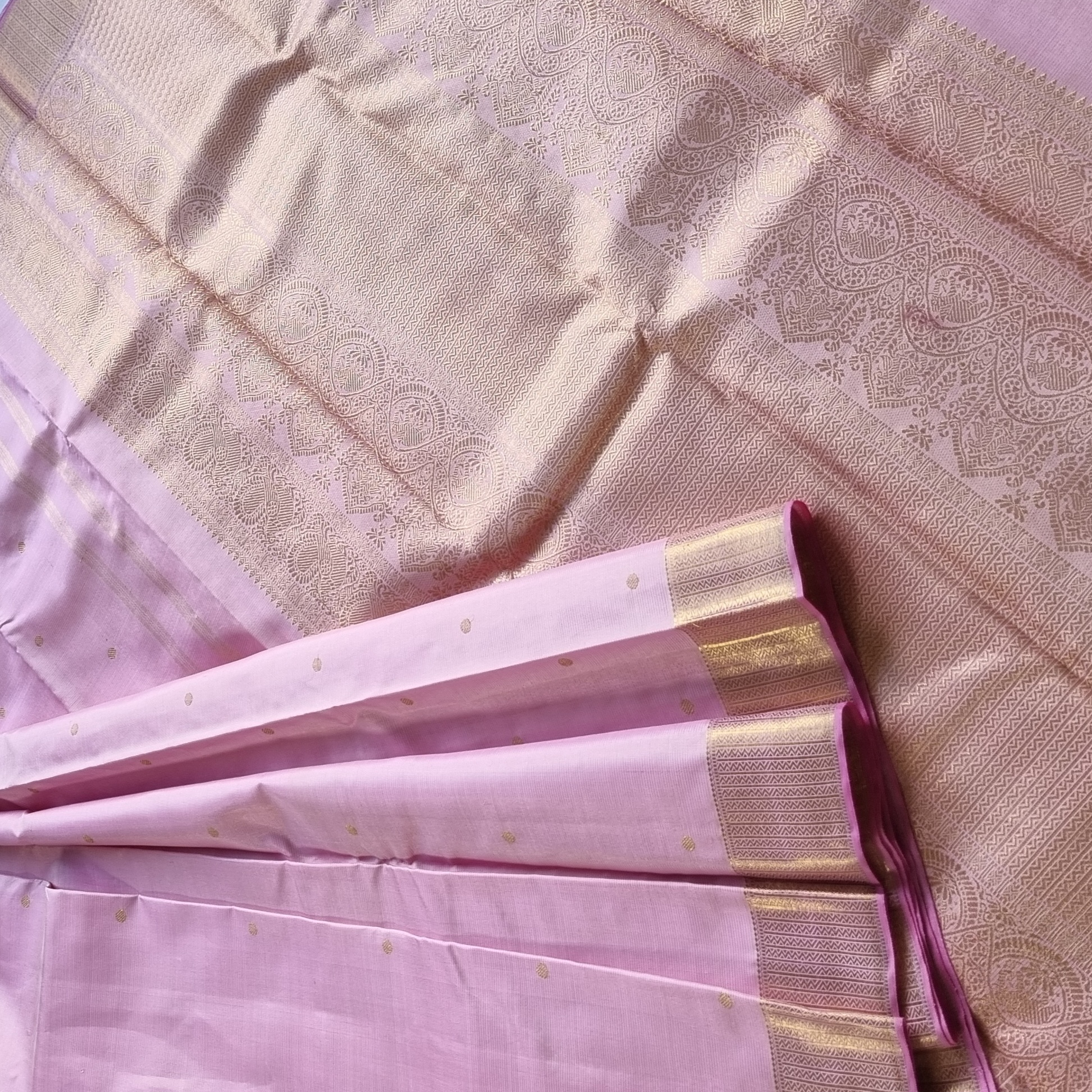 Kanjivaram Silk Vaira Oosi baby pink