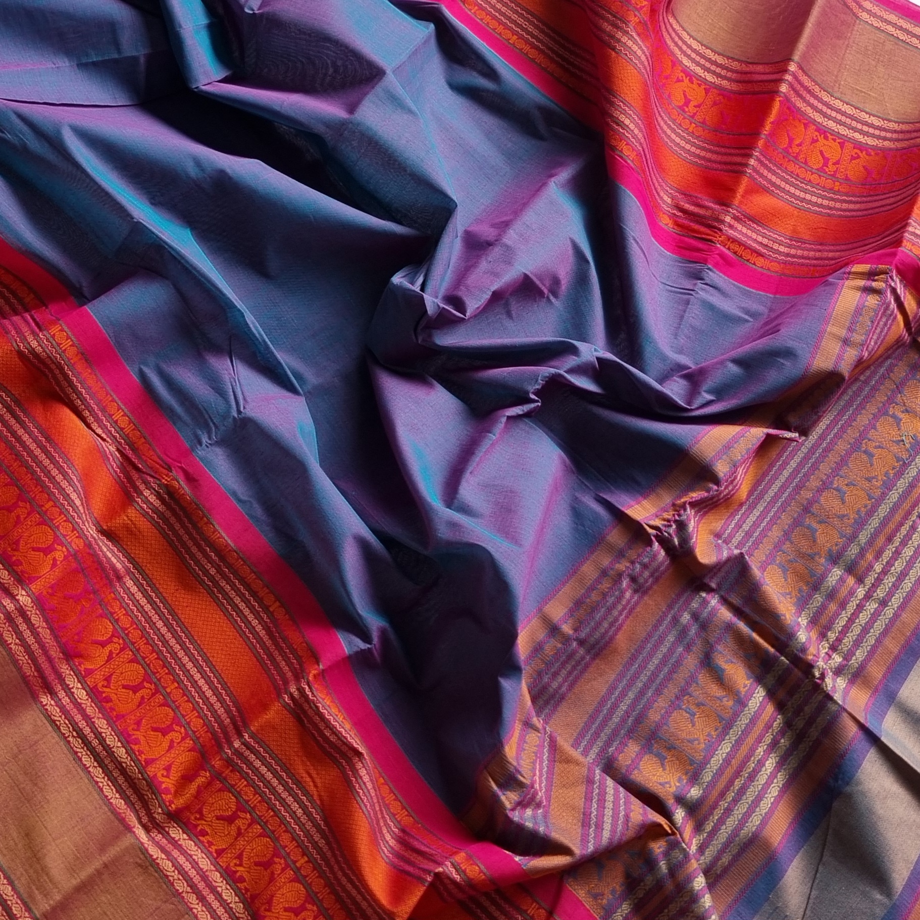 Kanchi cotton dual tone with Pakshi borders