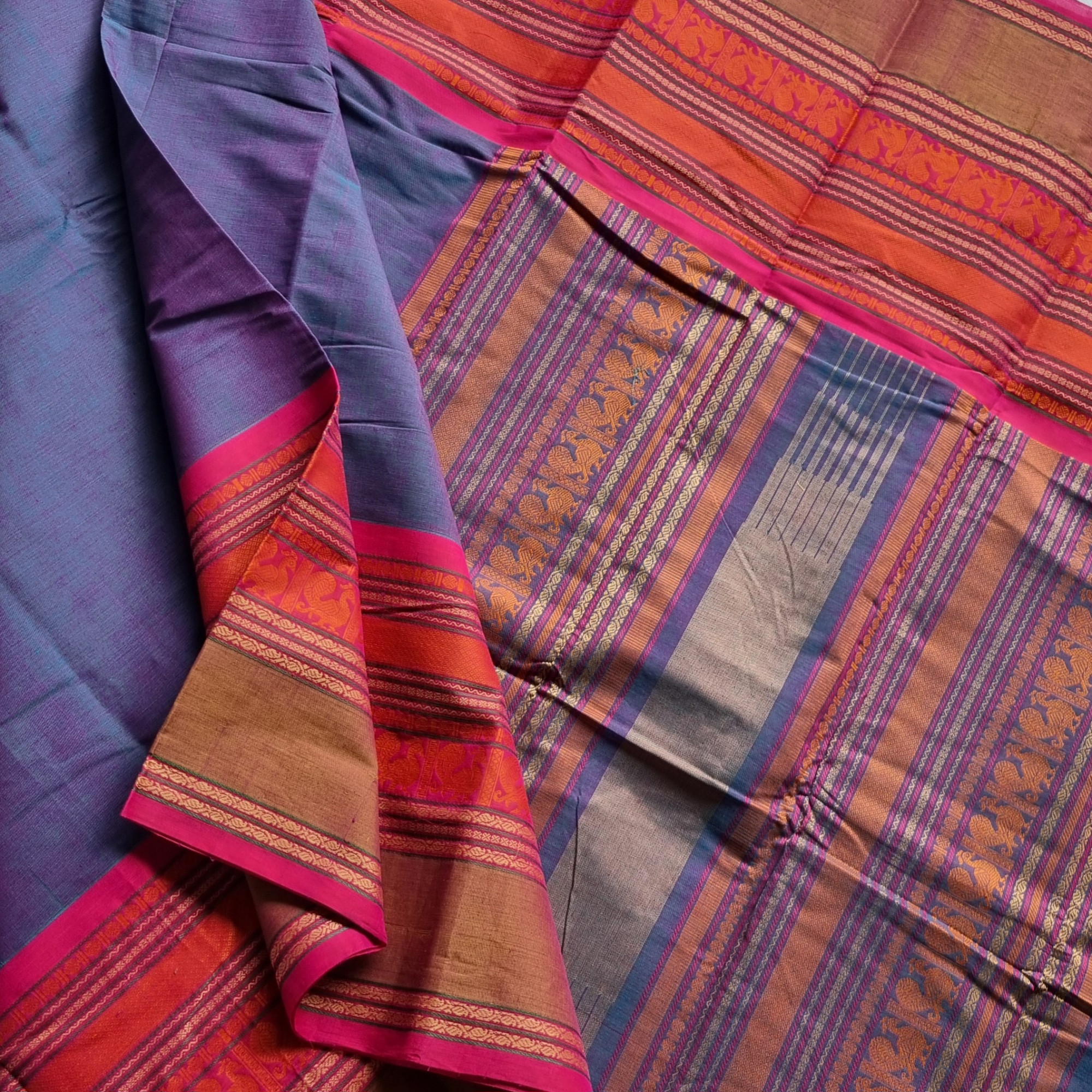 Kanchi cotton dual tone with Pakshi borders